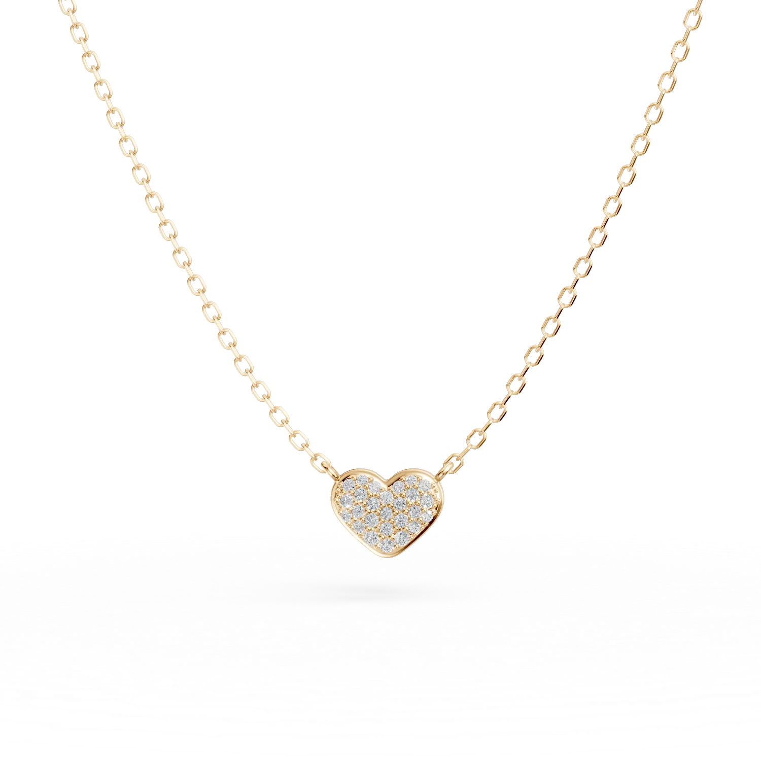 Lant cu pandantiv inimioara din aur galben cu zirconii