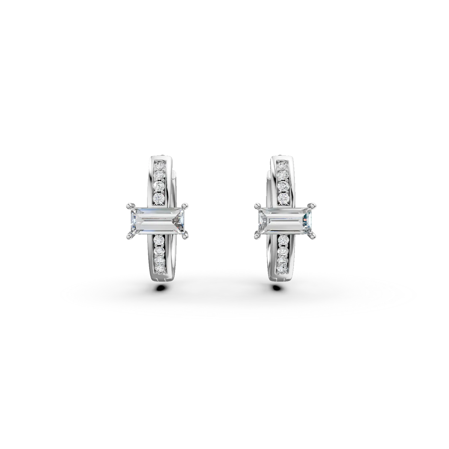 Cercei rotunzi din aur alb cu zirconii