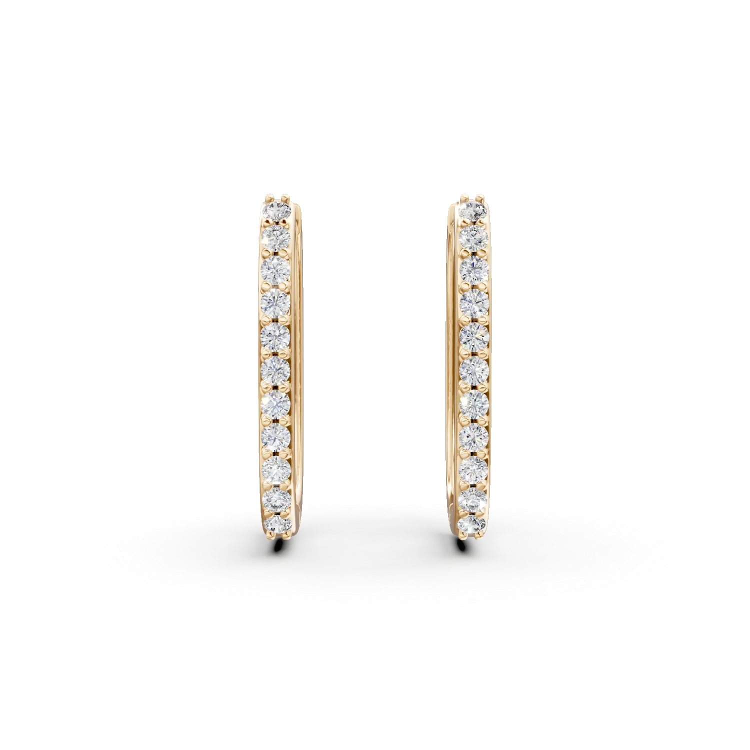 Cercei ovali din aur galben cu zirconii