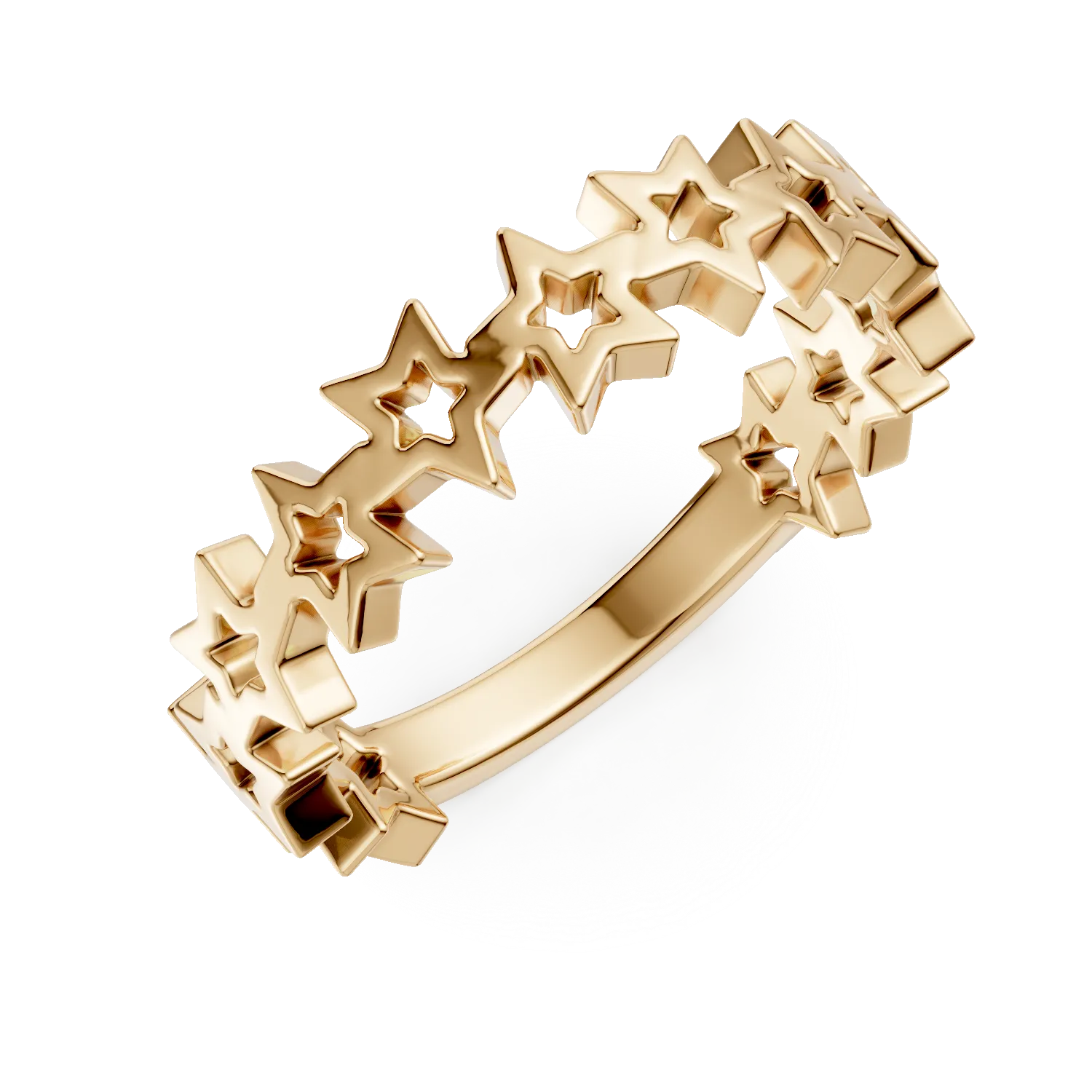Inel cu stele din aur galben