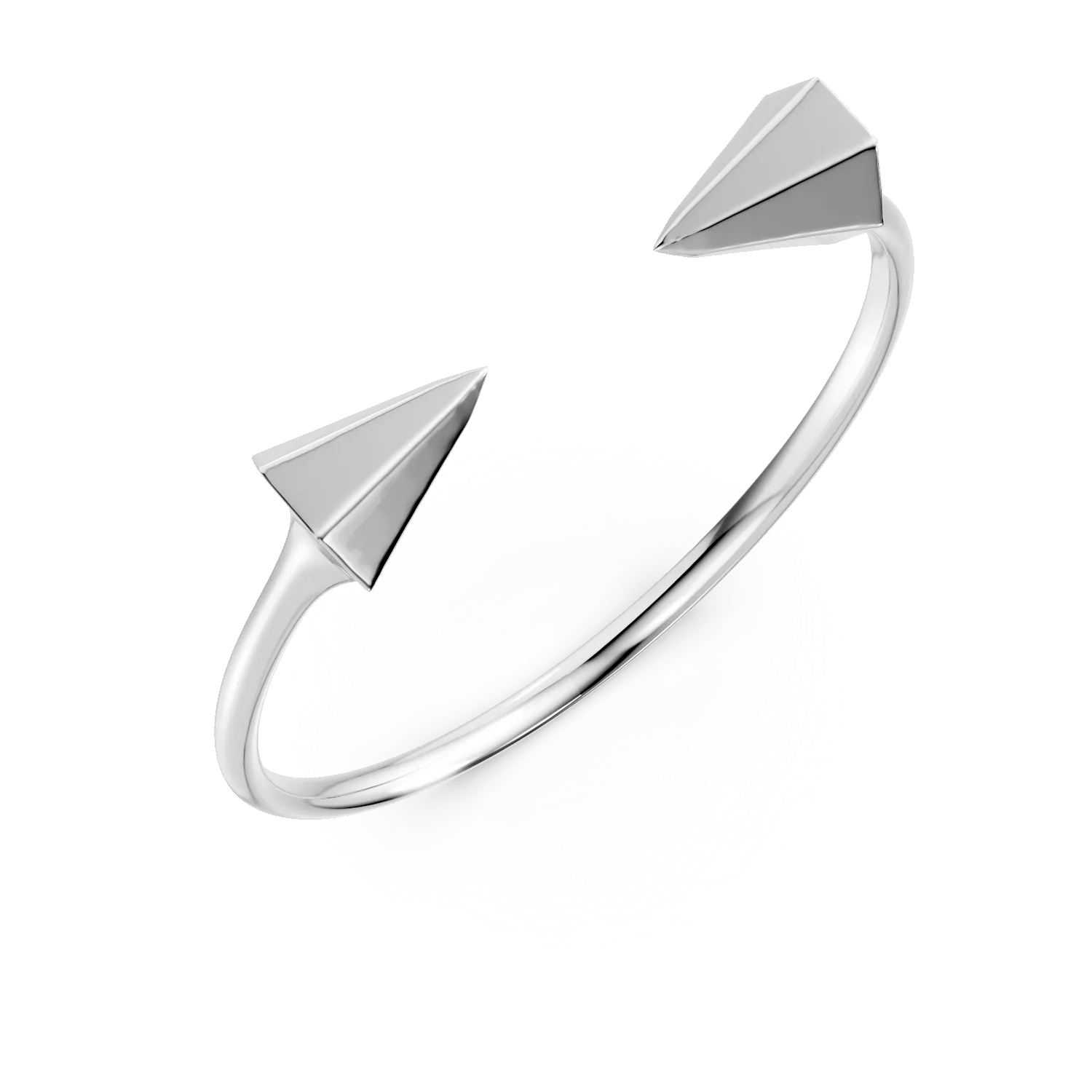 Inel deschis cu elemente geometrice din aur alb