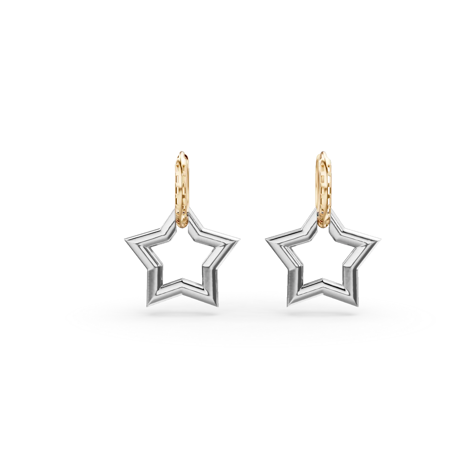 Cercei cu stele din aur alb-galben