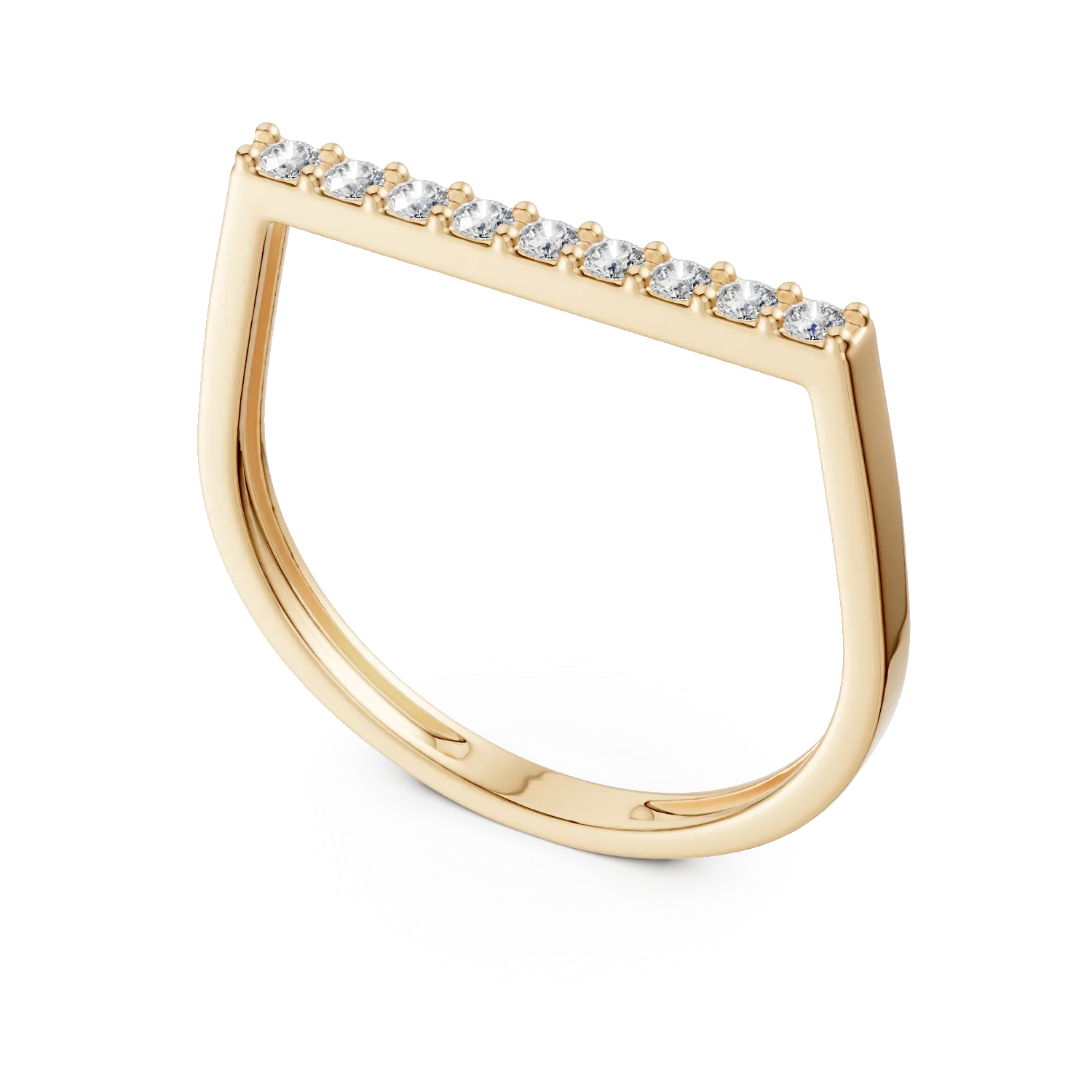 Inel minimalist din aur galben cu zirconii
