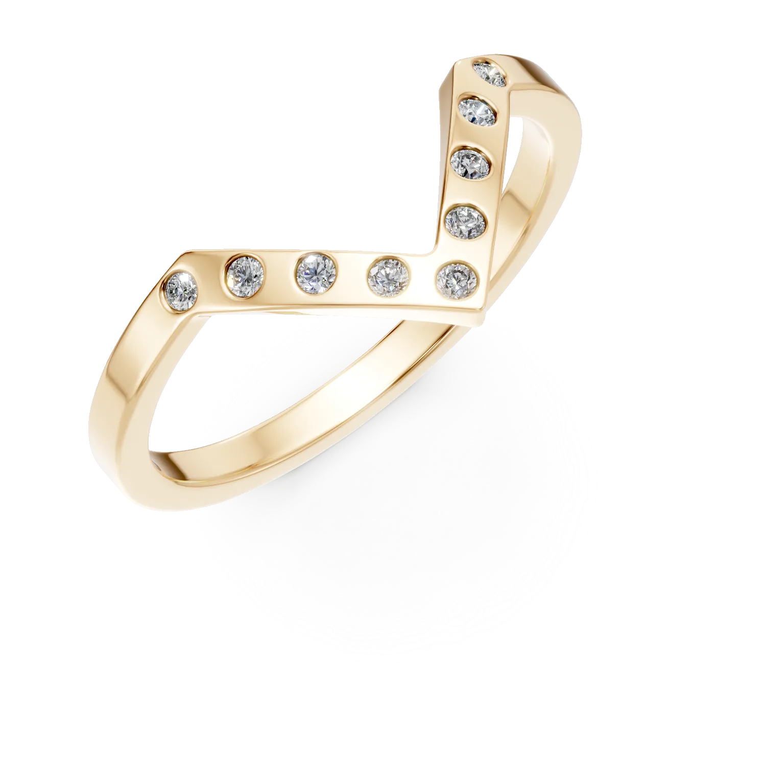 Inel geometric din aur galben cu zirconii