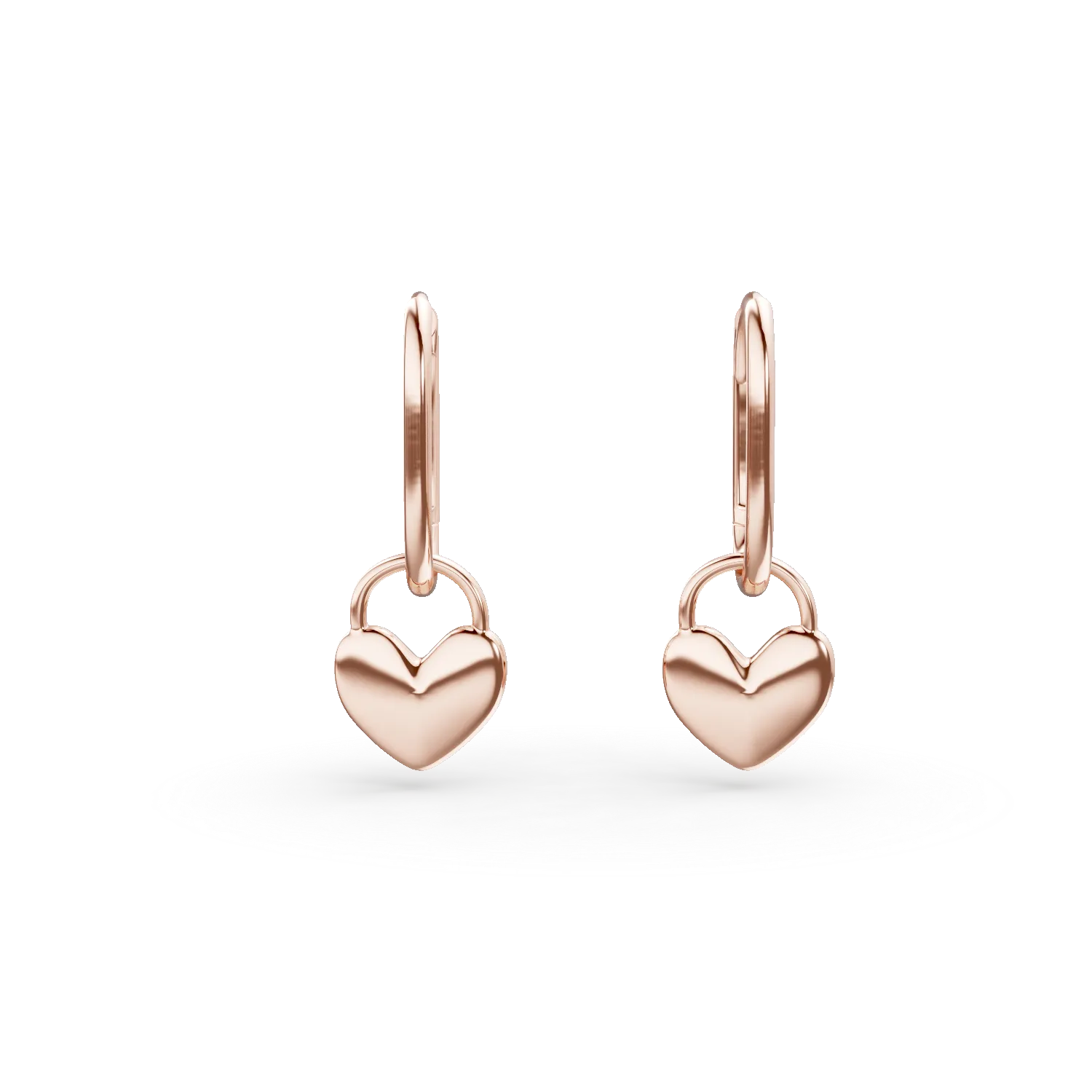 Cercei cu inimi din aur roz