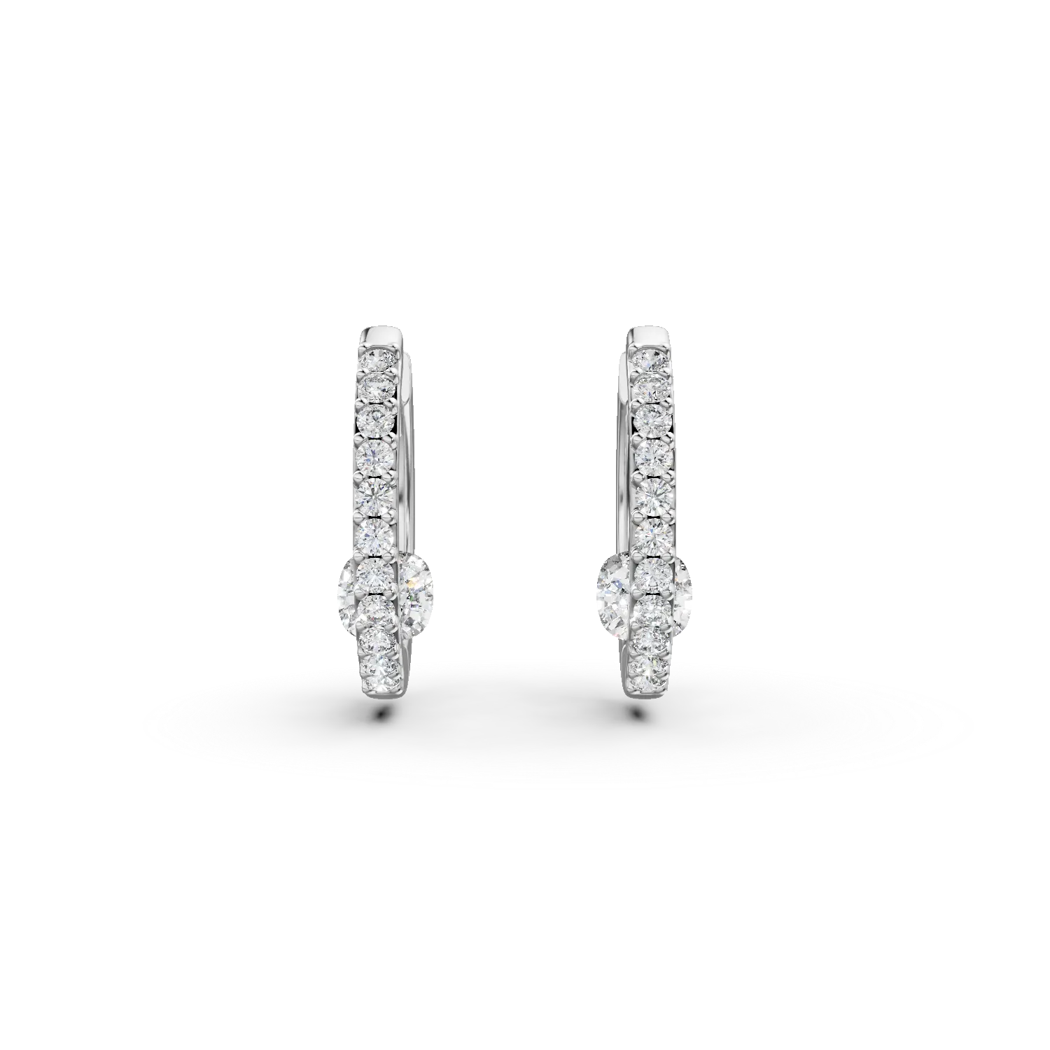 Cercei hoop din aur alb cu zirconii