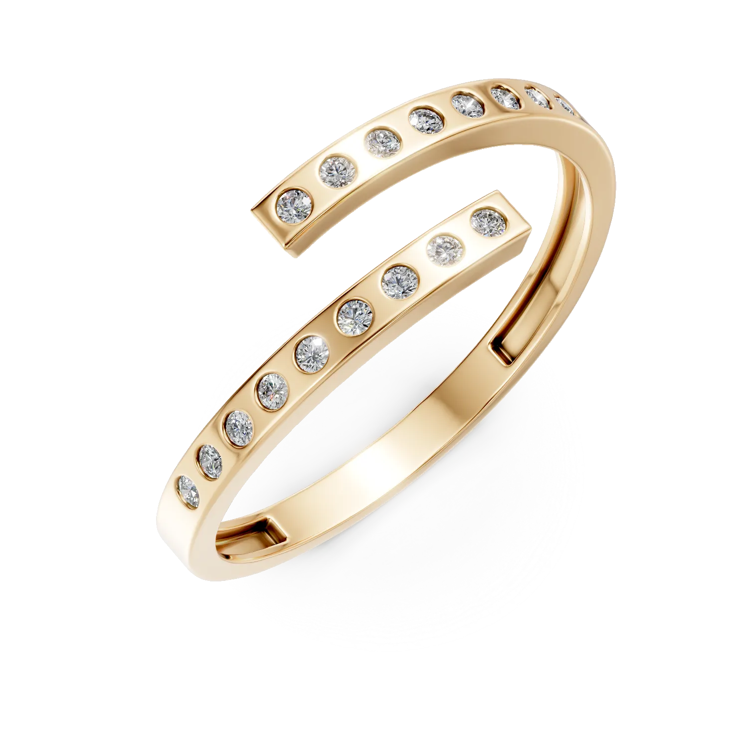 Inel deschis din aur galben cu zirconii