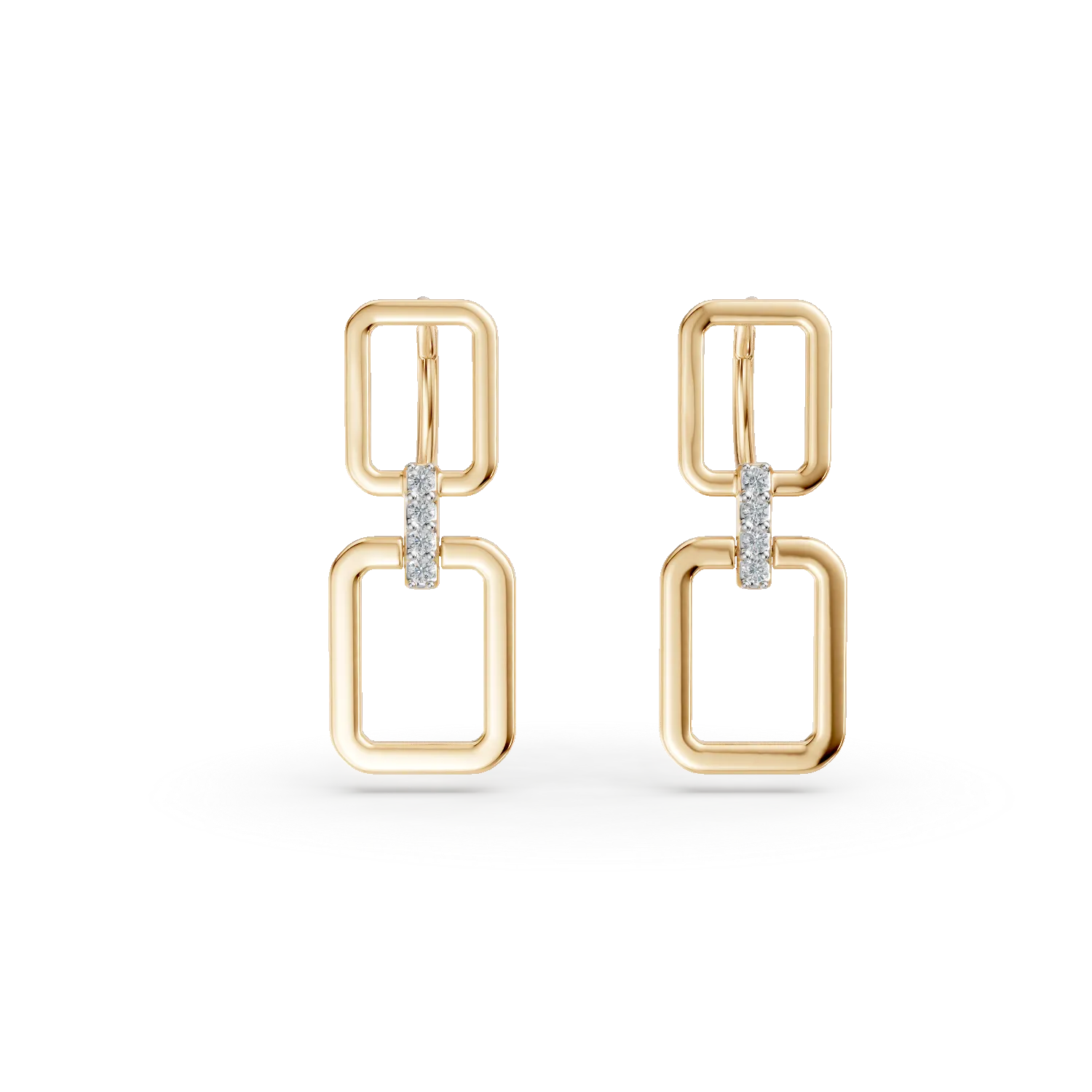 Cercei geometrici din aur galben cu zirconii