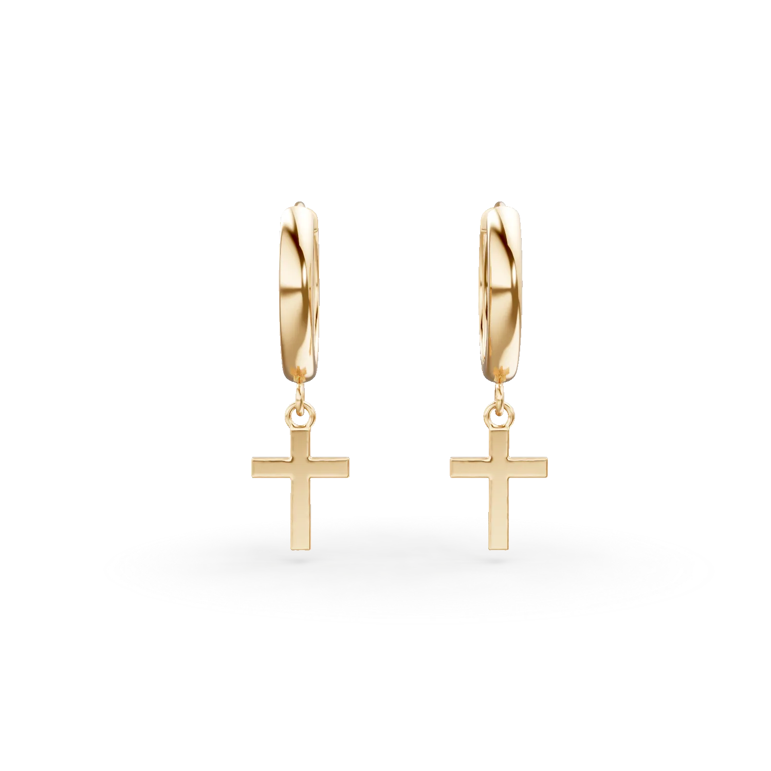 Cercei cu cruce din aur galben