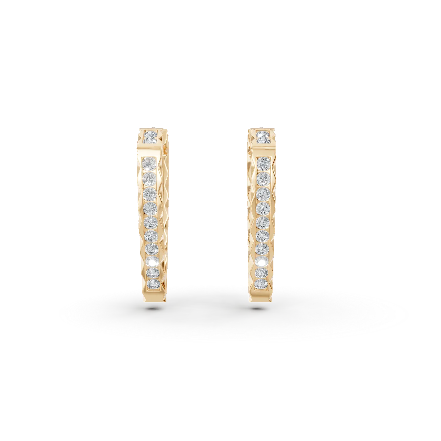 Cercei geometrici din aur galben cu zirconii