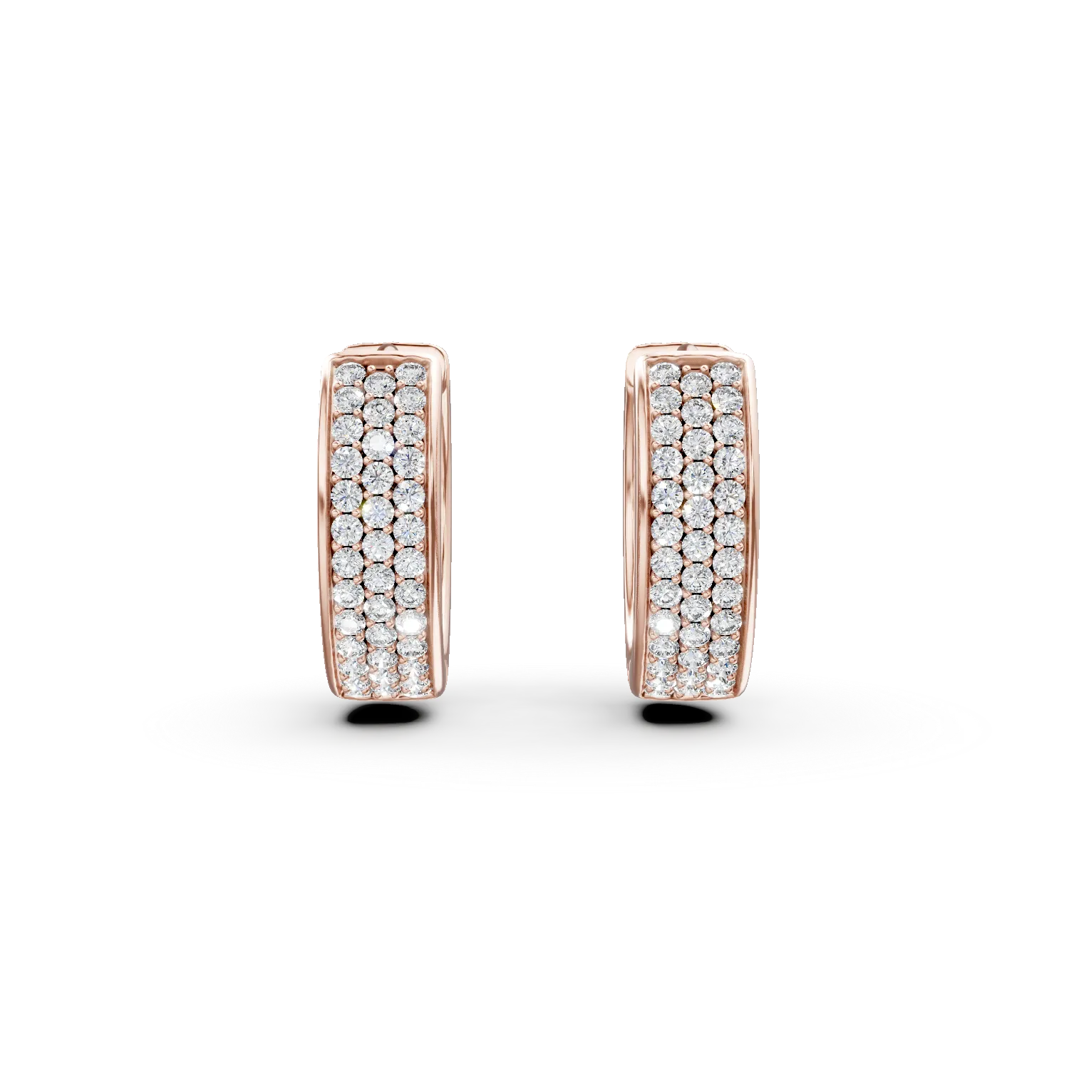 Cercei hoop din aur roz cu zirconii