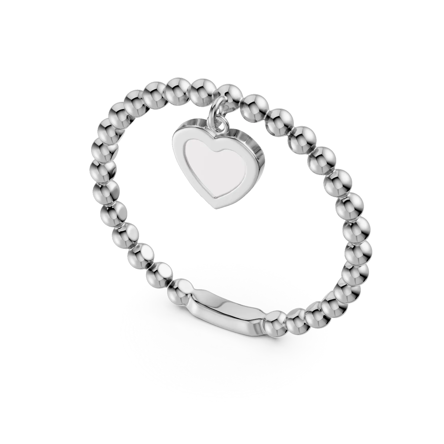 Inel cu inima din aur alb - 175005