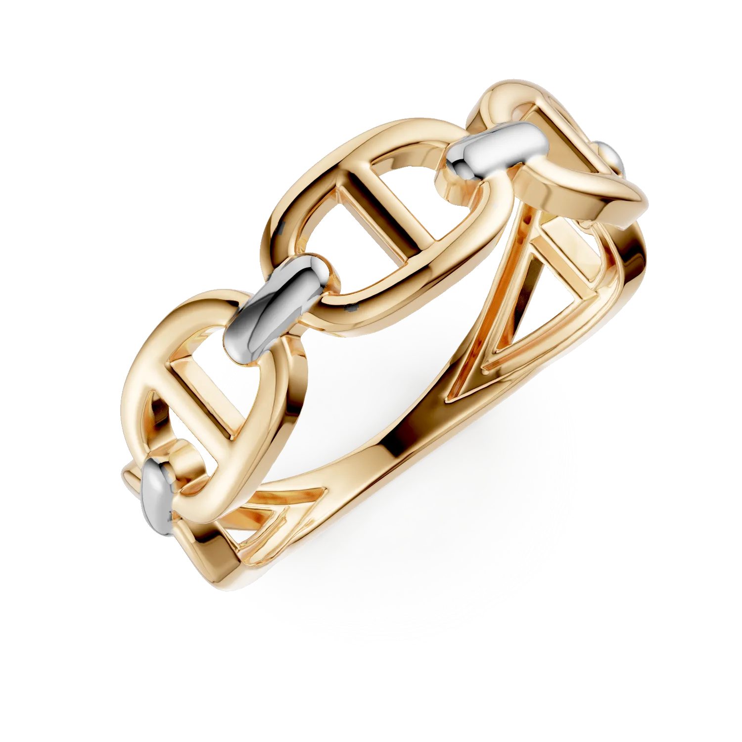 Inel impletit din aur alb-galben