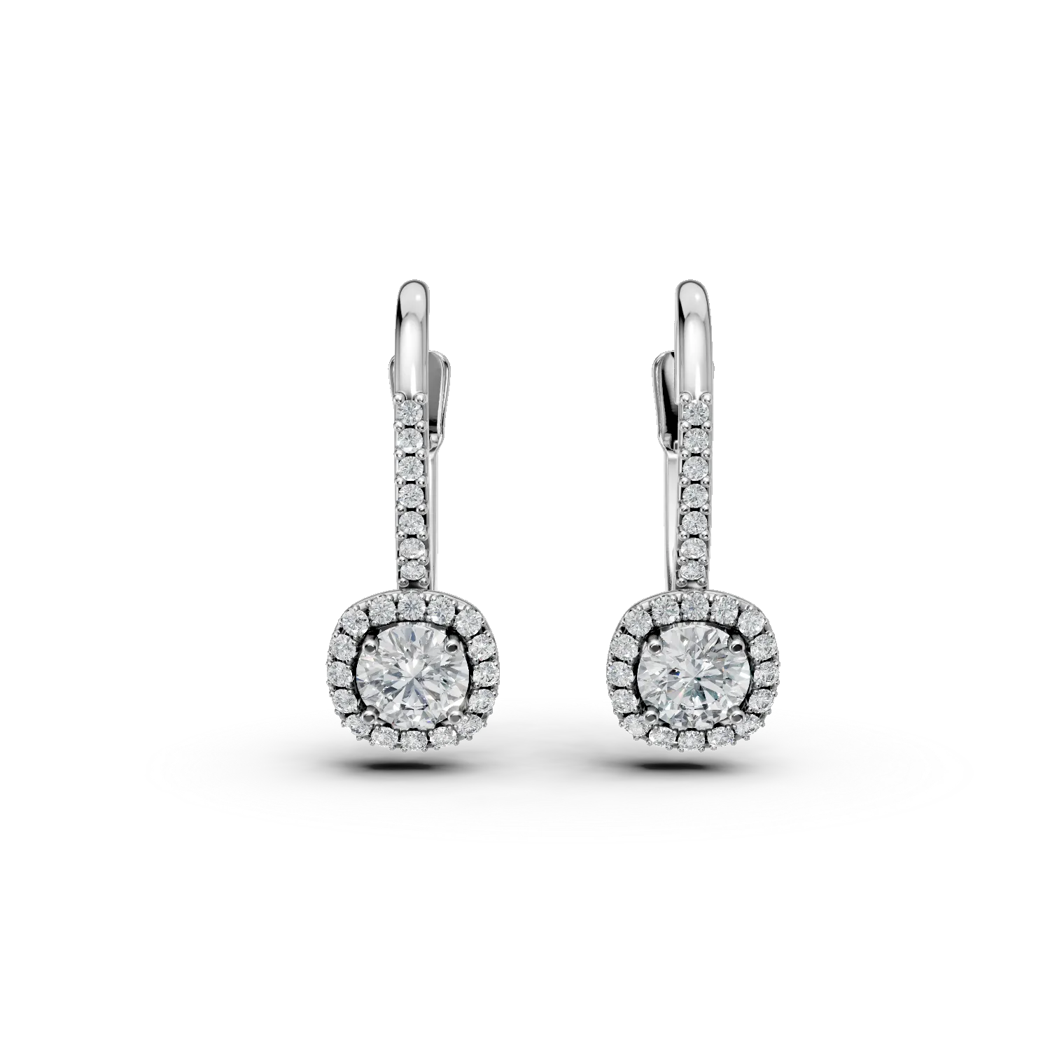 Cercei on-ear din aur alb cu zirconii