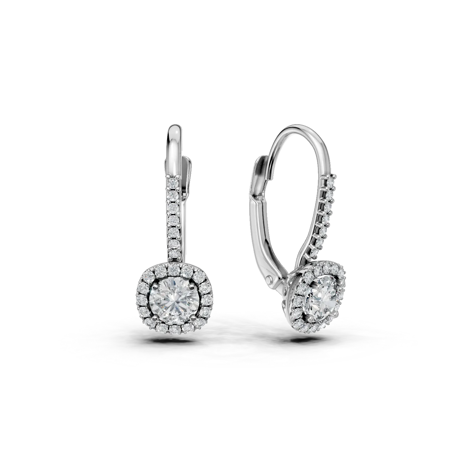 Cercei on-ear din aur alb cu zirconii