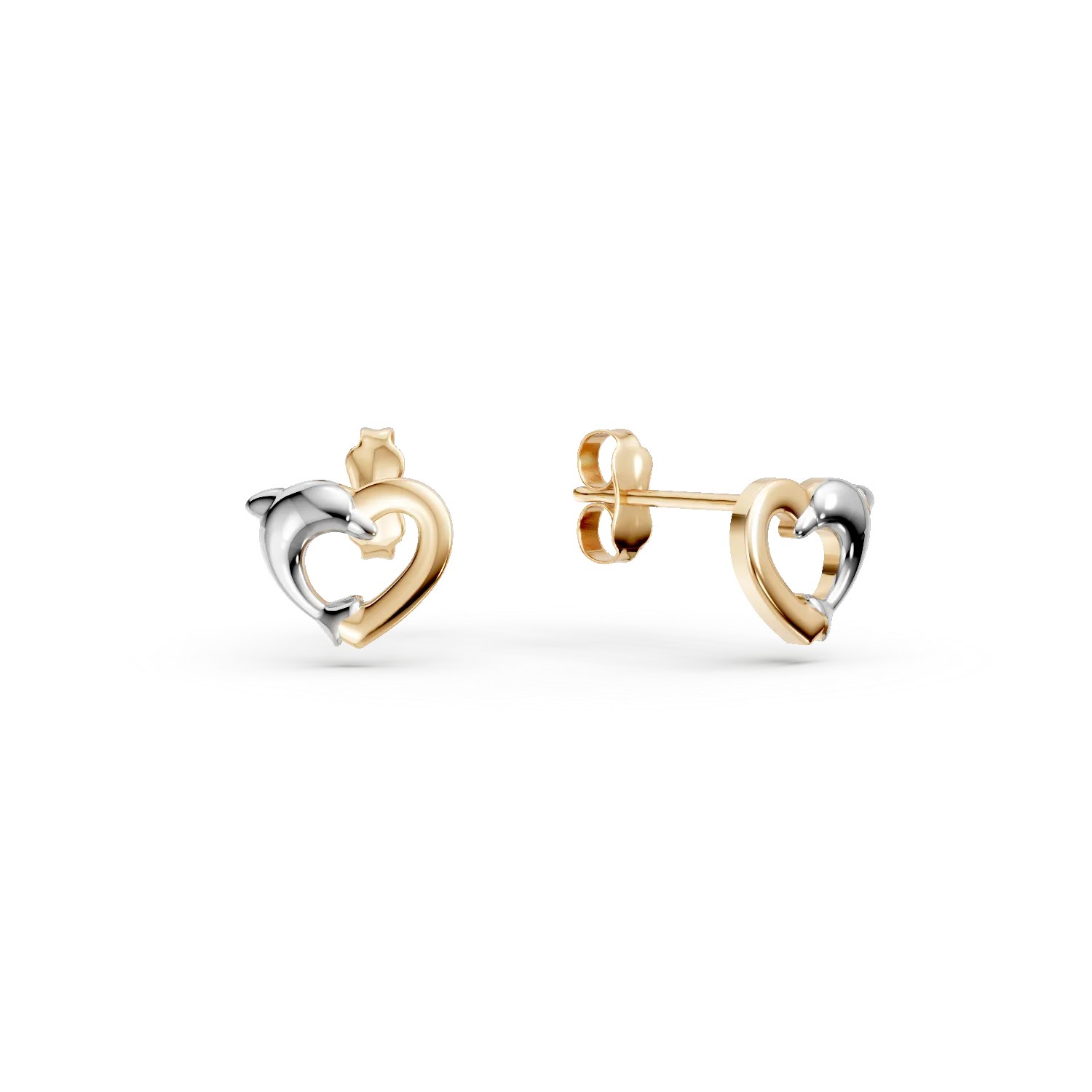 Cercei inimi din aur alb-galben Apparel & Accessories > Jewelry > Earrings DAAR 2 Cercei inimi din aur alb-galben Apparel & Accessories > Jewelry > Earrings DAAR 2
