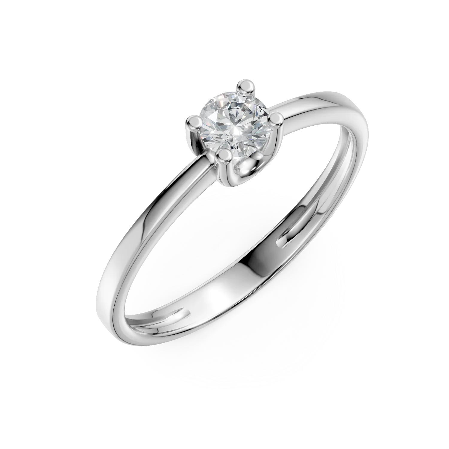 Inel de logodna din aur alb cu zirconia solitaire