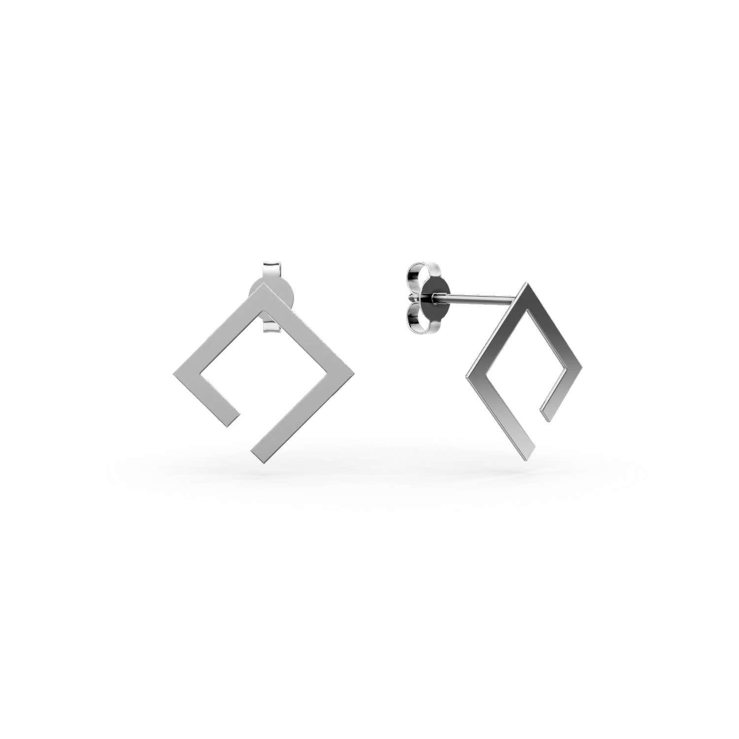 Cercei geometrici din aur alb