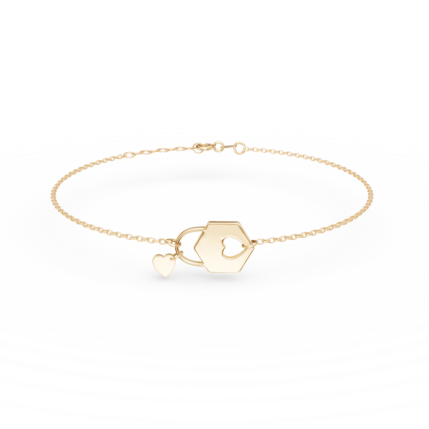 Bratara cu lacat si inimioara din aur galben