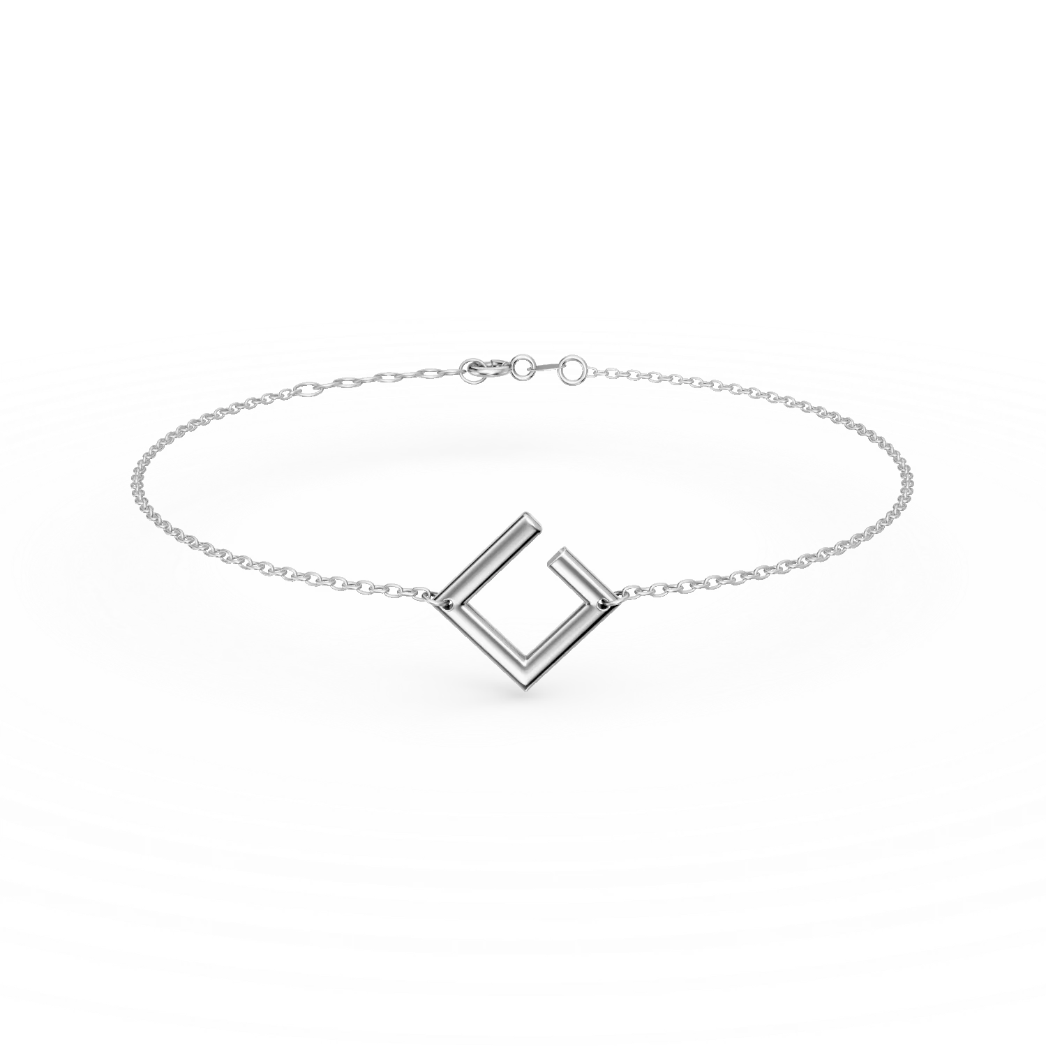 Bratara cu pandantiv geometric din aur alb