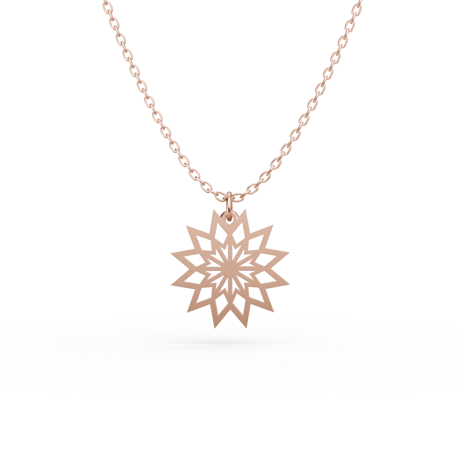 Lant cu pandantiv stea din aur roz