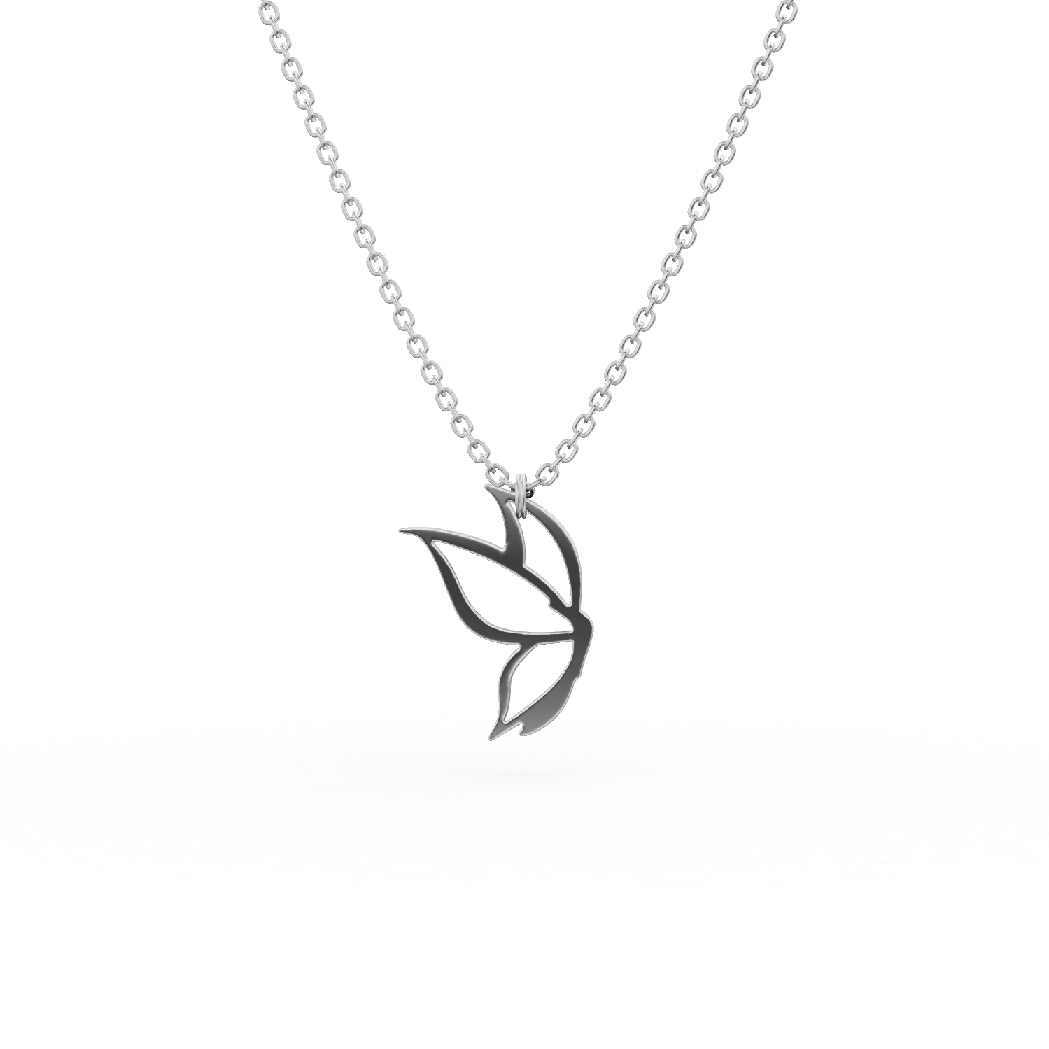 Lant cu pandantiv fluture stilizat din aur alb