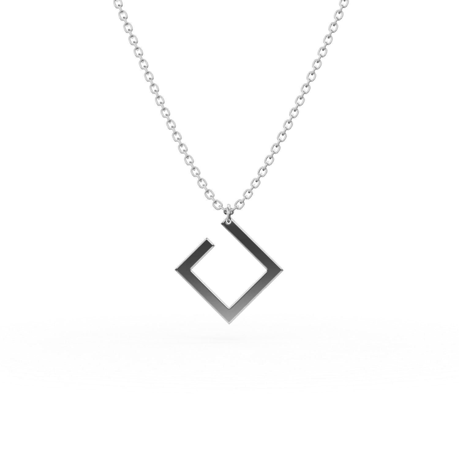 Lant cu pandantiv geometric din aur alb