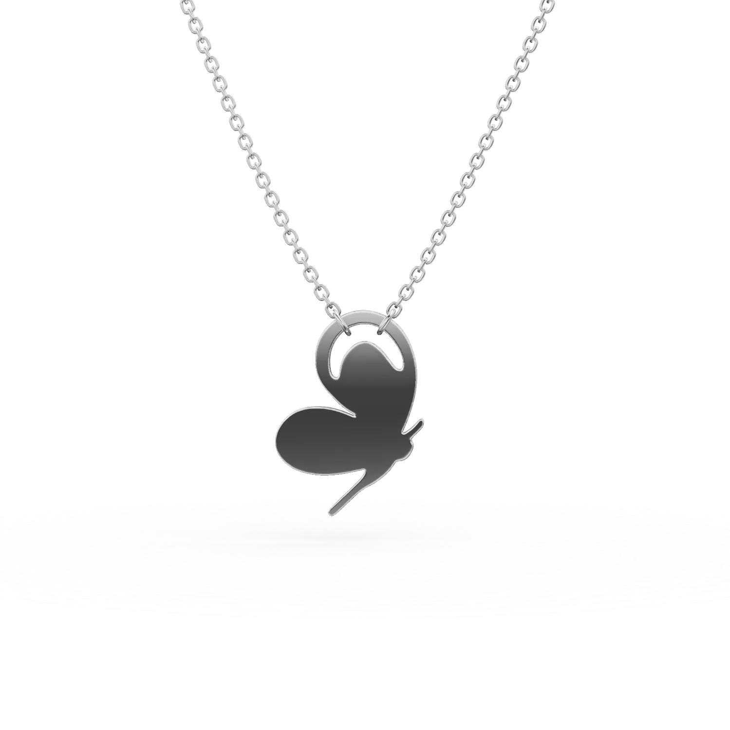 Lant cu pandantiv fluture din aur alb