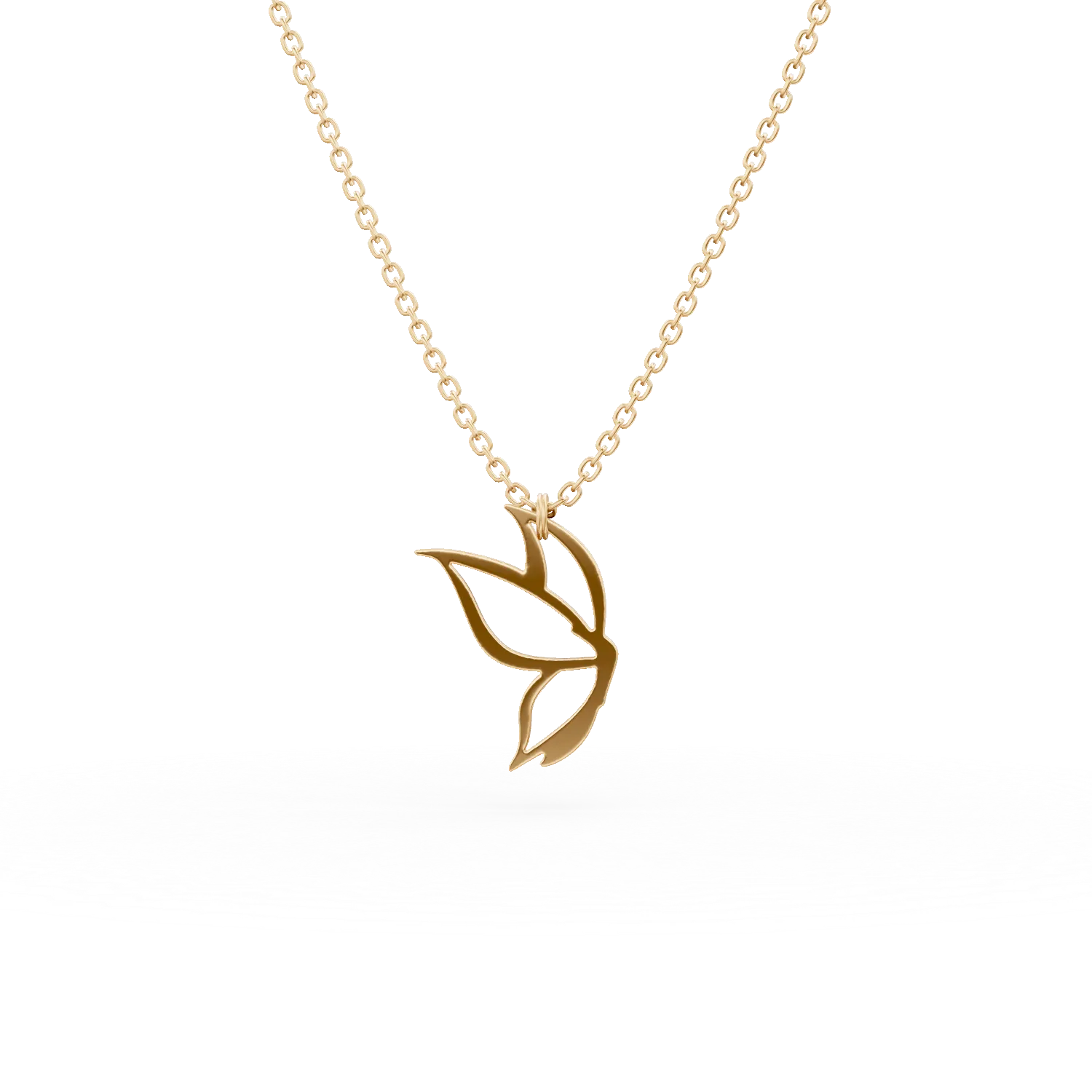 Lant cu pandantiv fluture stilizat din aur galben