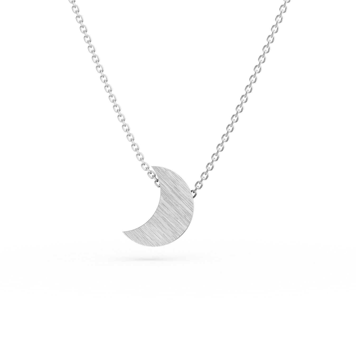 Lant cu pandantiv semiluna din aur alb