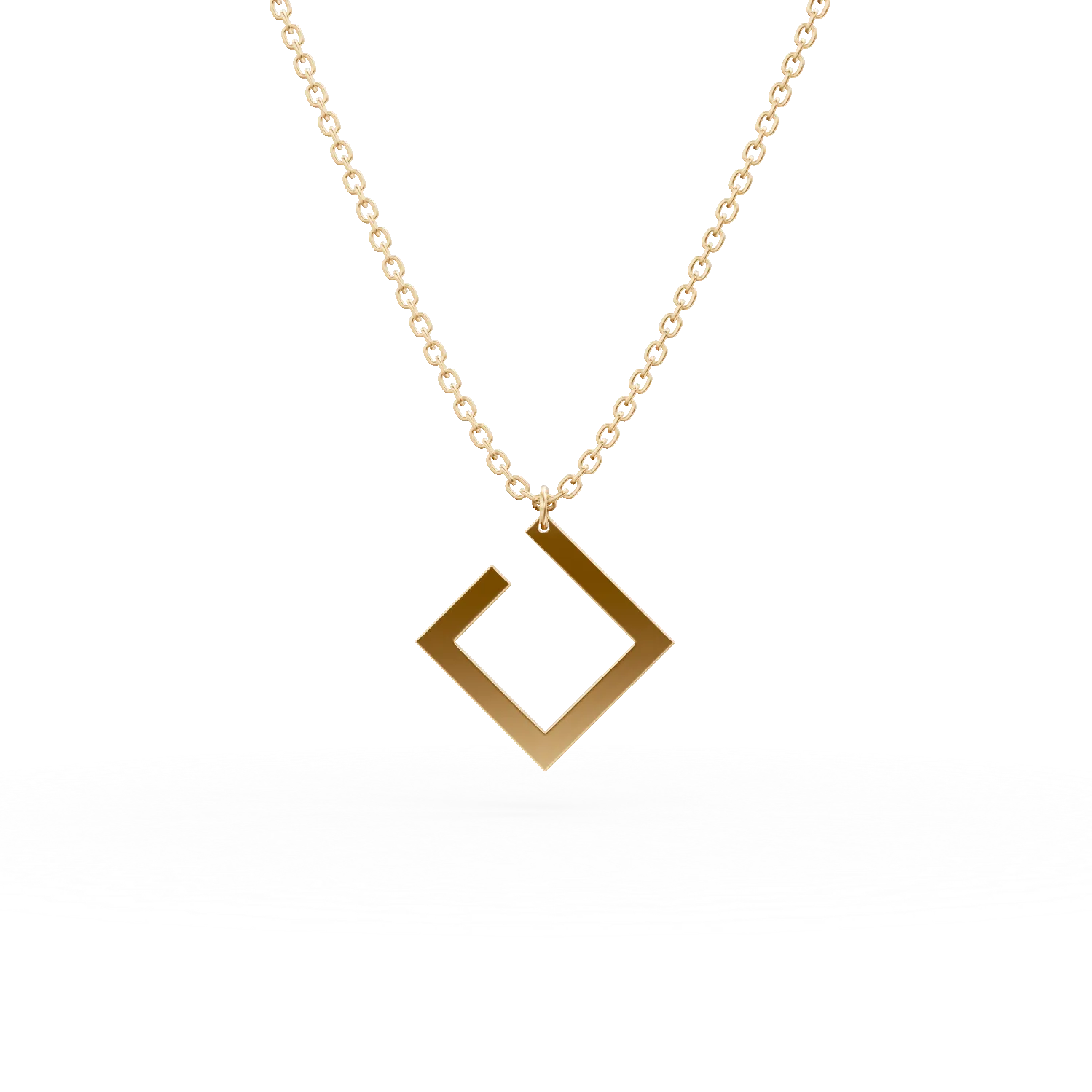Lant cu pandantiv geometric din aur galben