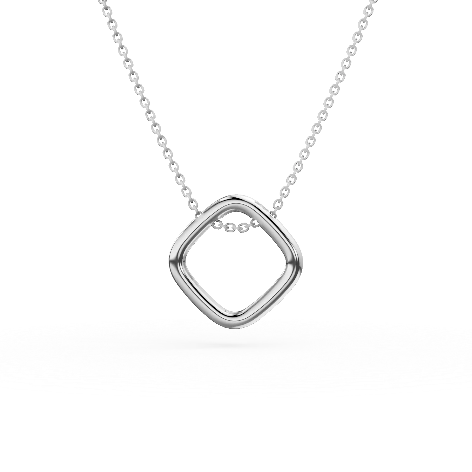 Lant cu pandantiv geometric din aur alb