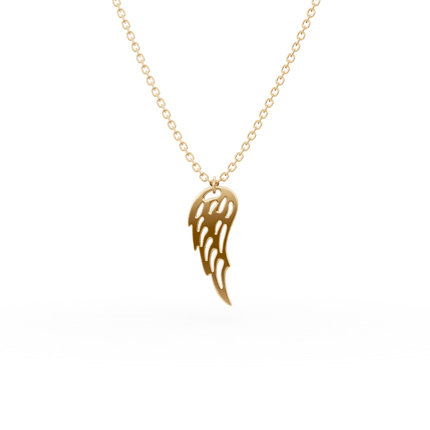 Lant cu pandantiv aripa inger din aur galben