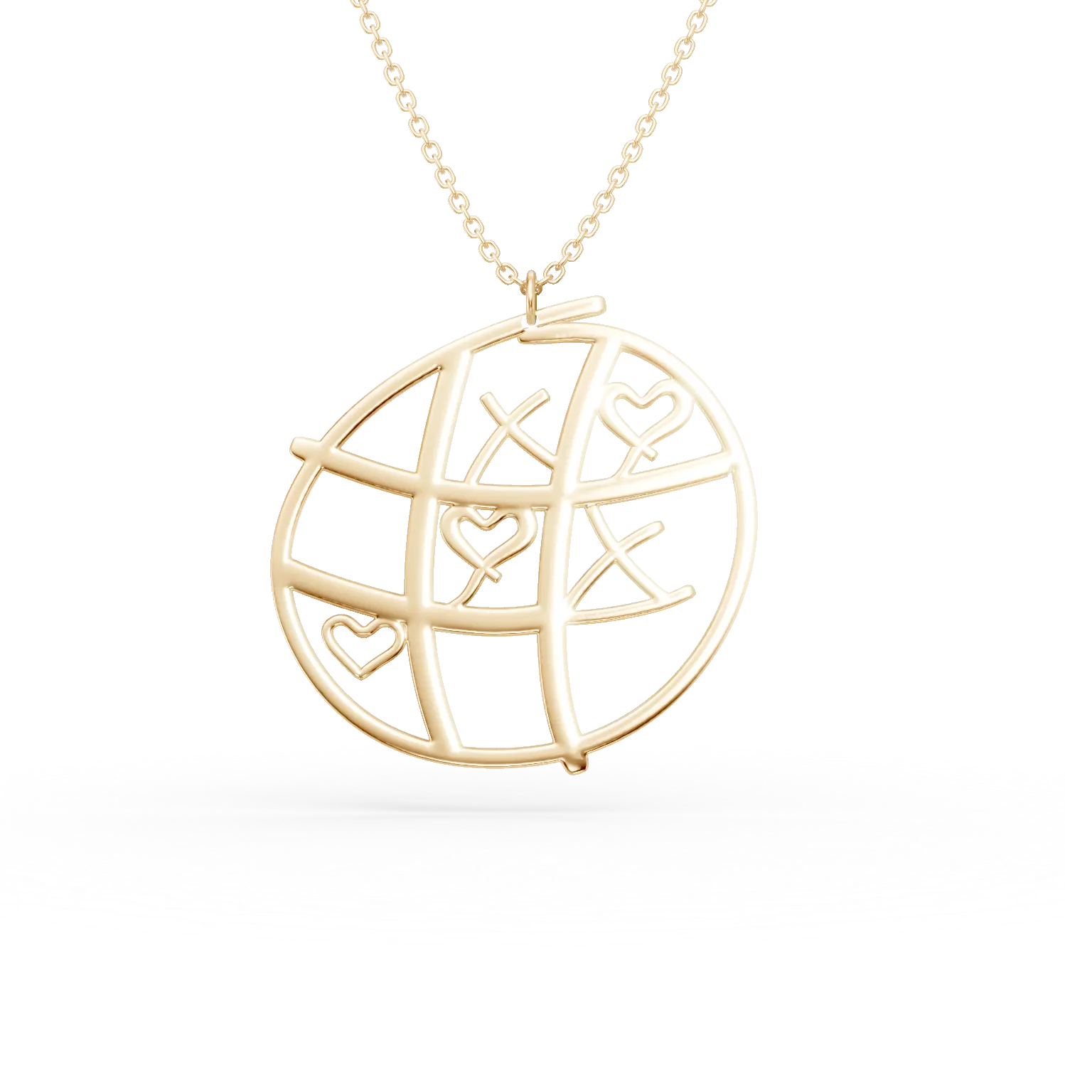 Lant cu pandantiv geometric din aur galben