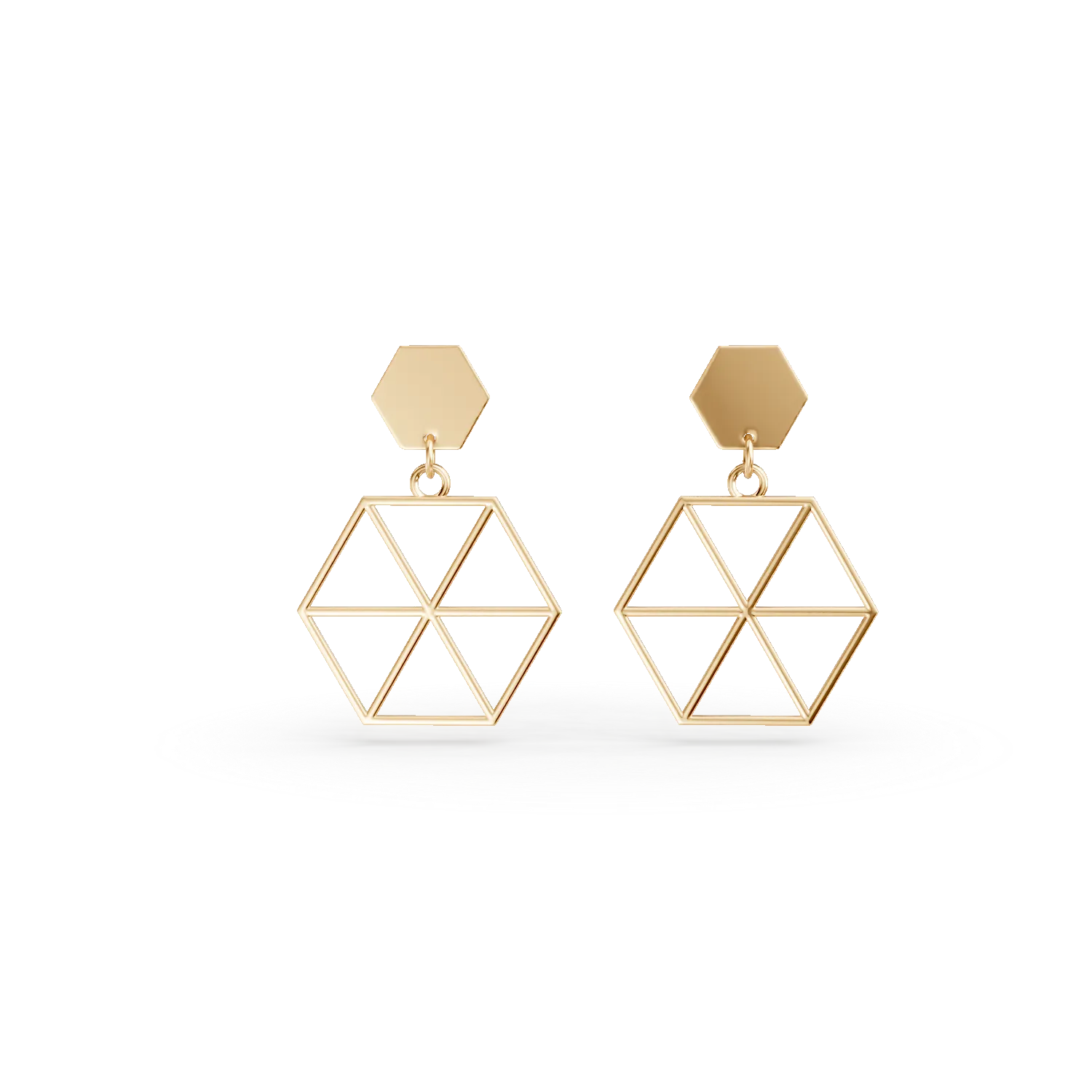 Cercei geometrici din aur galben
