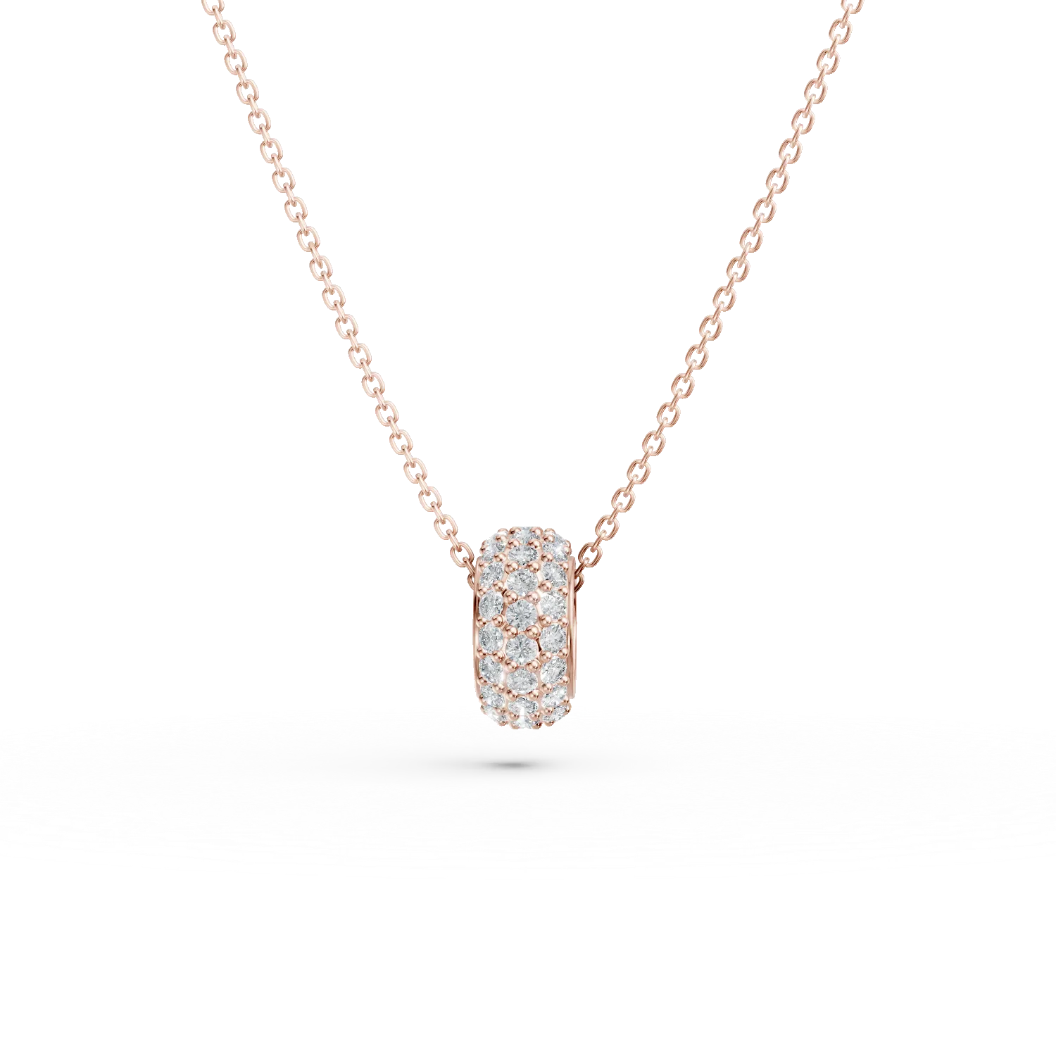 Lant cu pandantiv rotund din aur roz cu diamante de 0.4ct
