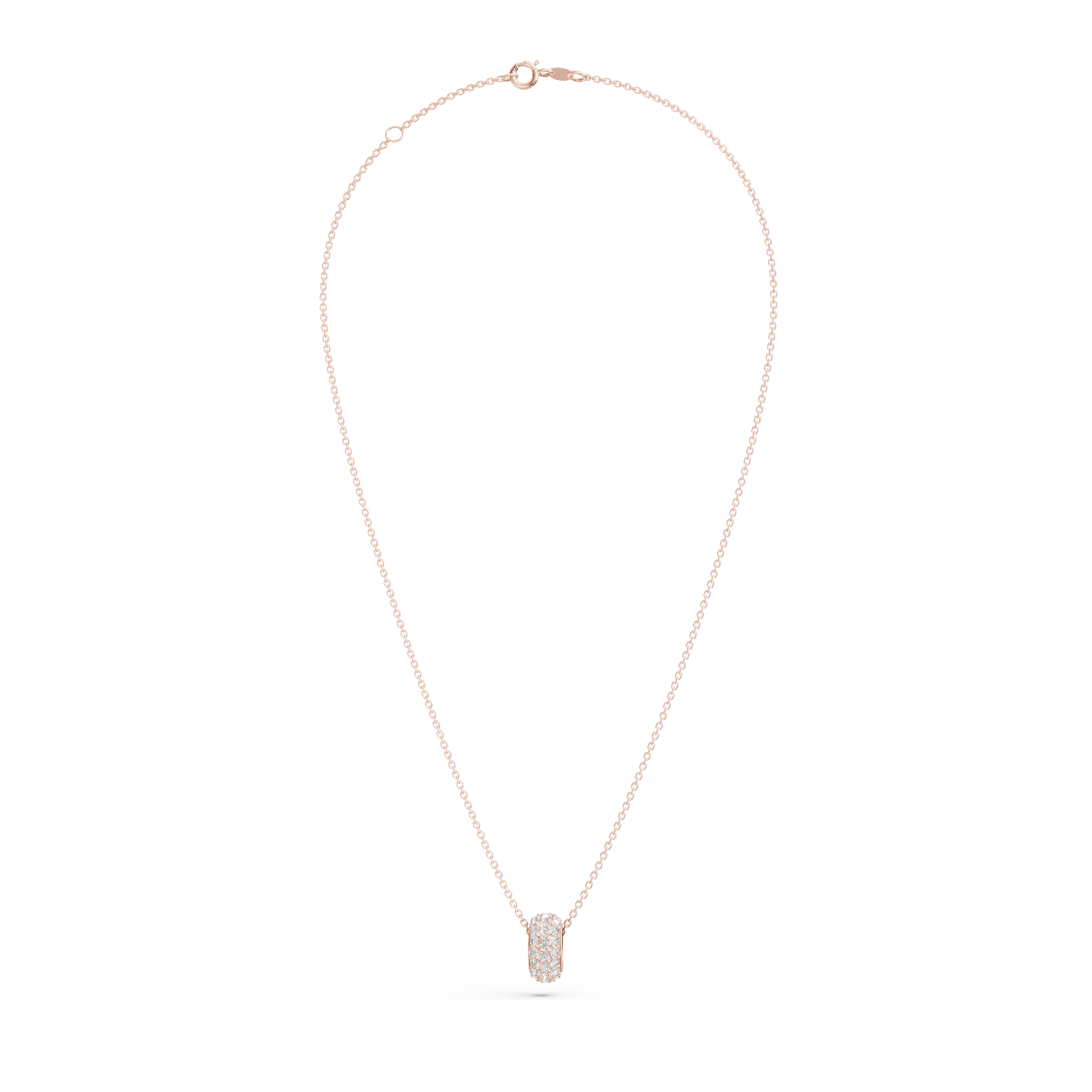 Lant cu pandantiv rotund din aur roz cu diamante de 0.4ct
