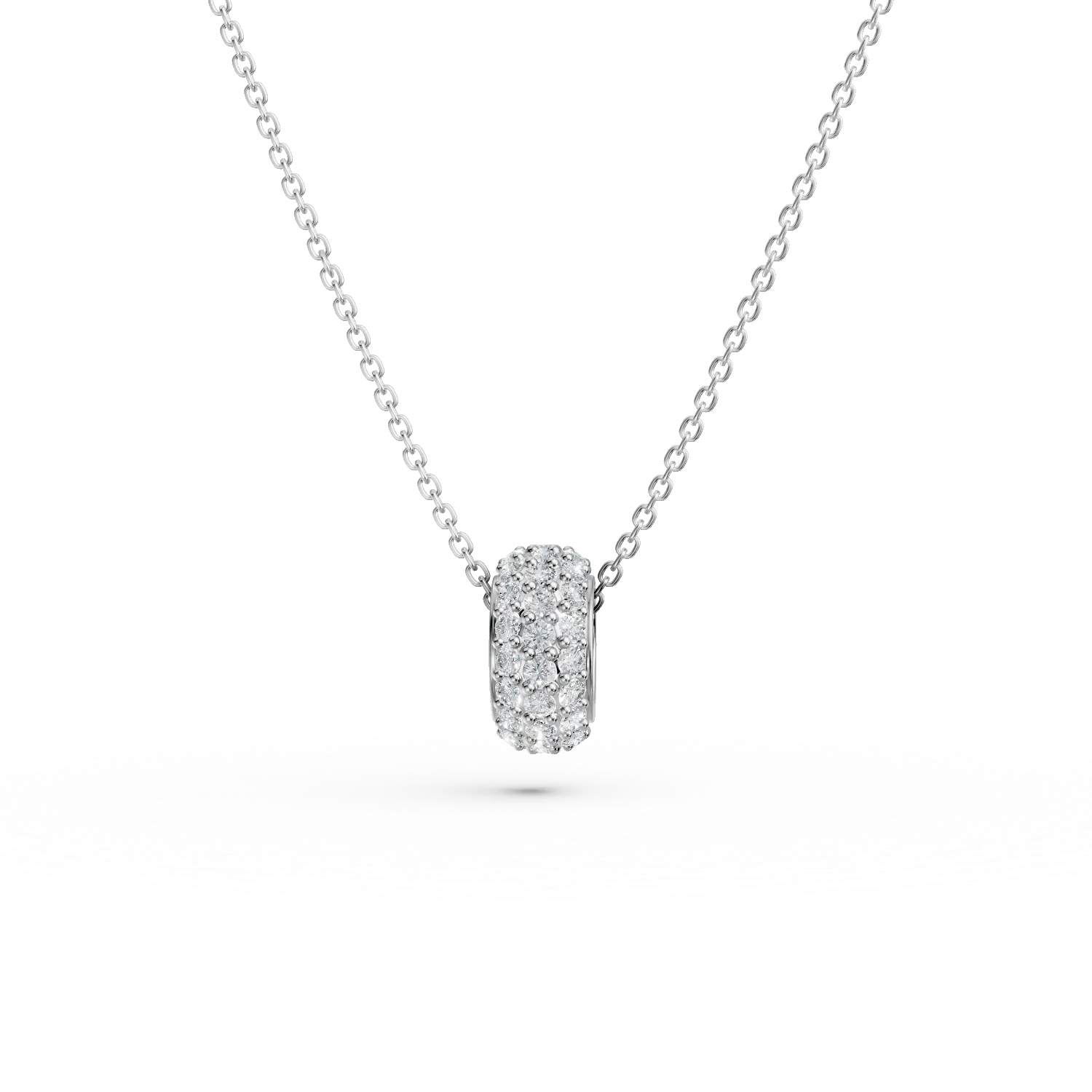 Lant cu pandantiv rotund din aur alb cu diamante de 0.4ct