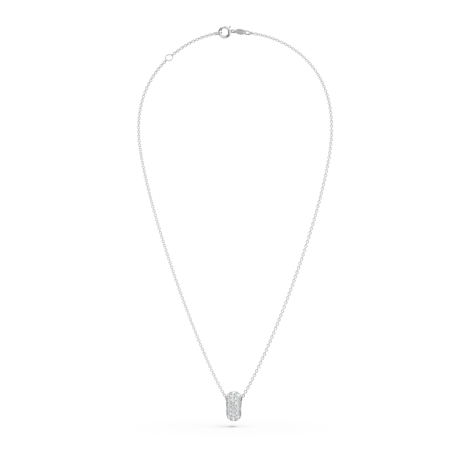 Lant cu pandantiv rotund din aur alb cu diamante de 0.4ct