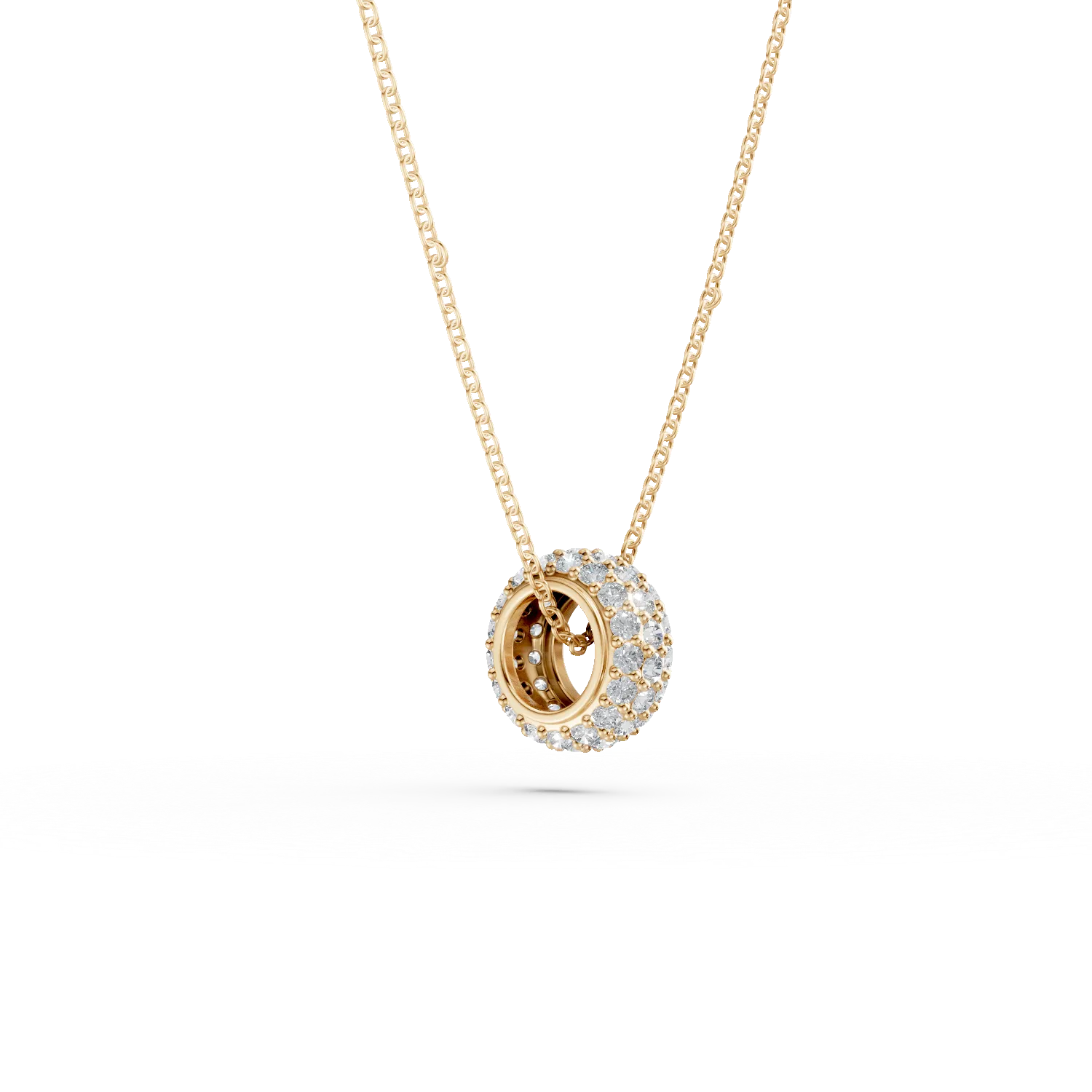 Lant cu pandantiv rotund din aur galben cu diamante de 0.4ct