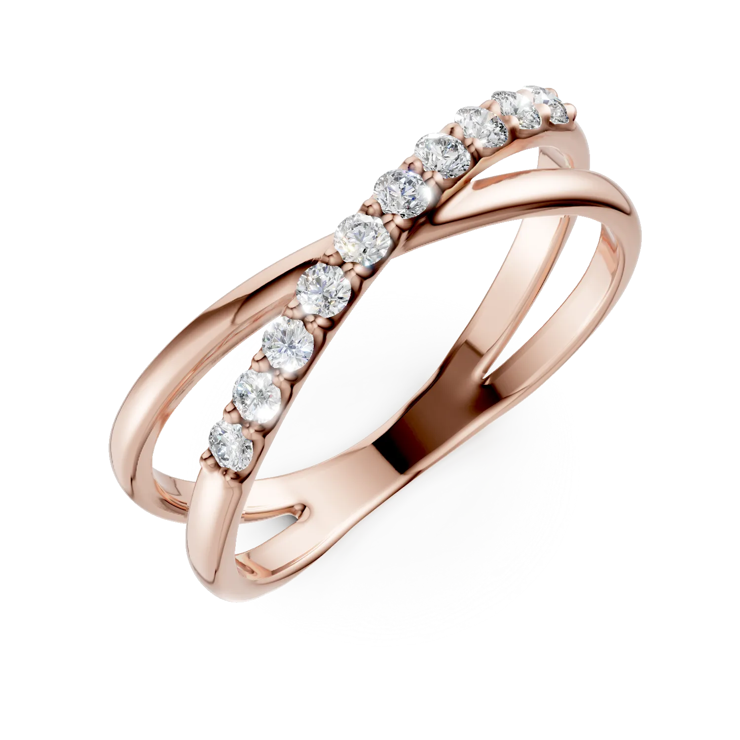 Inel minimalist din aur roz cu diamante de 0.2ct