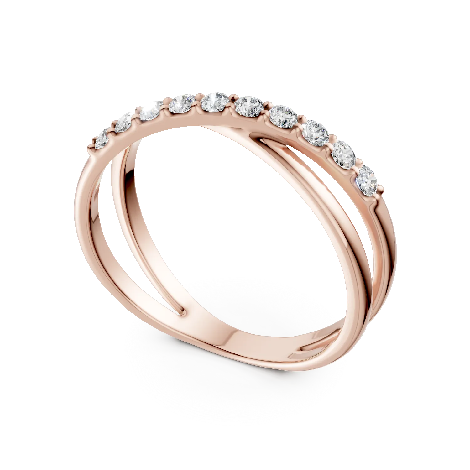 Inel minimalist din aur roz cu diamante de 0.2ct