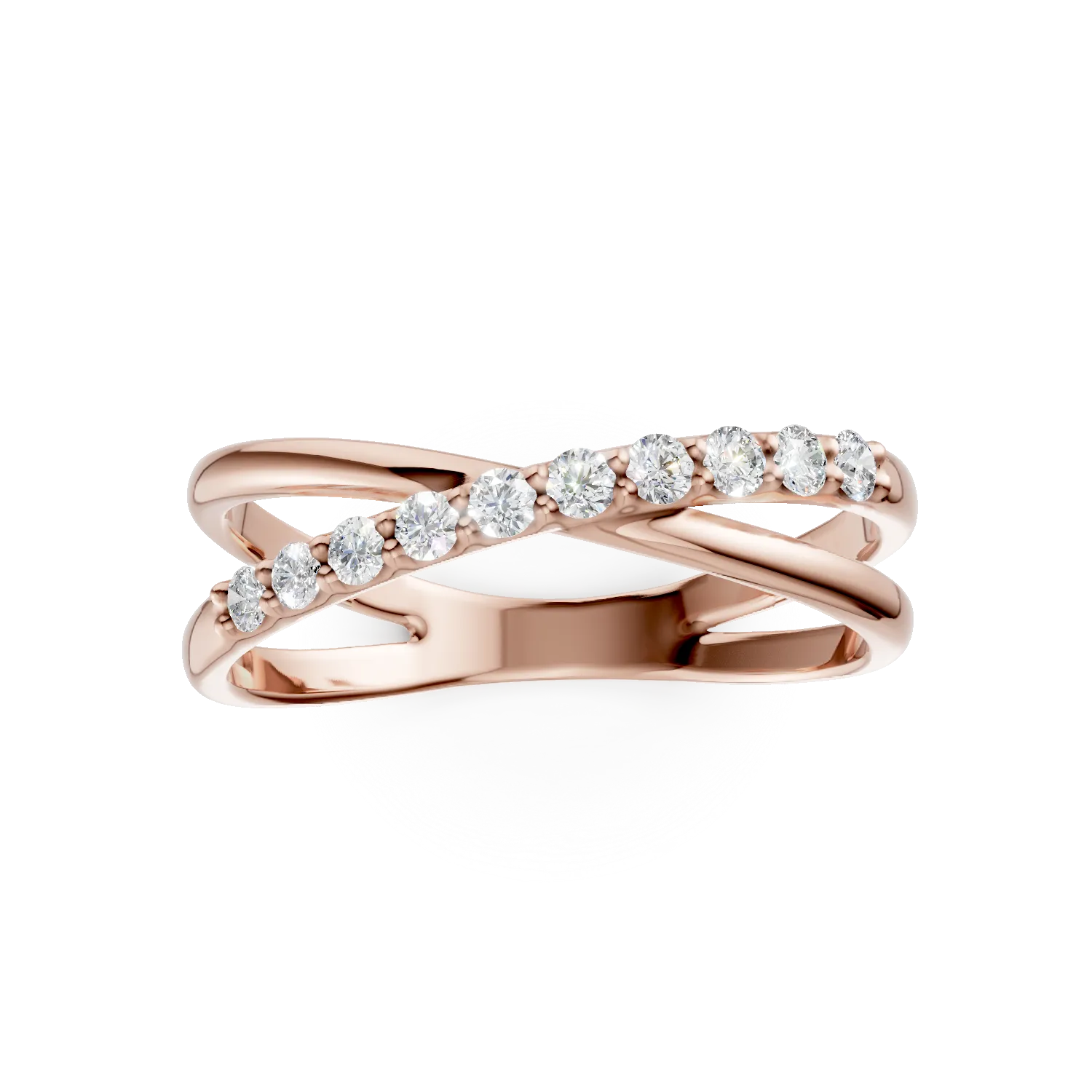 Inel minimalist din aur roz cu diamante de 0.2ct