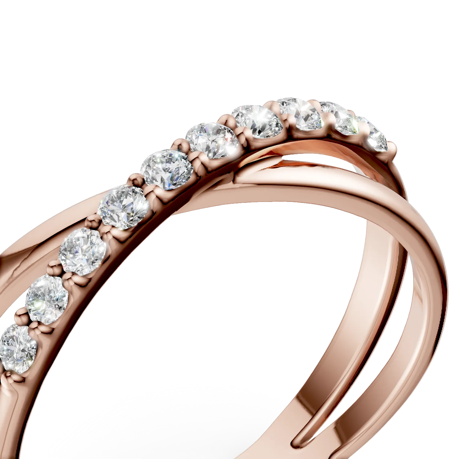 Inel minimalist din aur roz cu diamante de 0.2ct