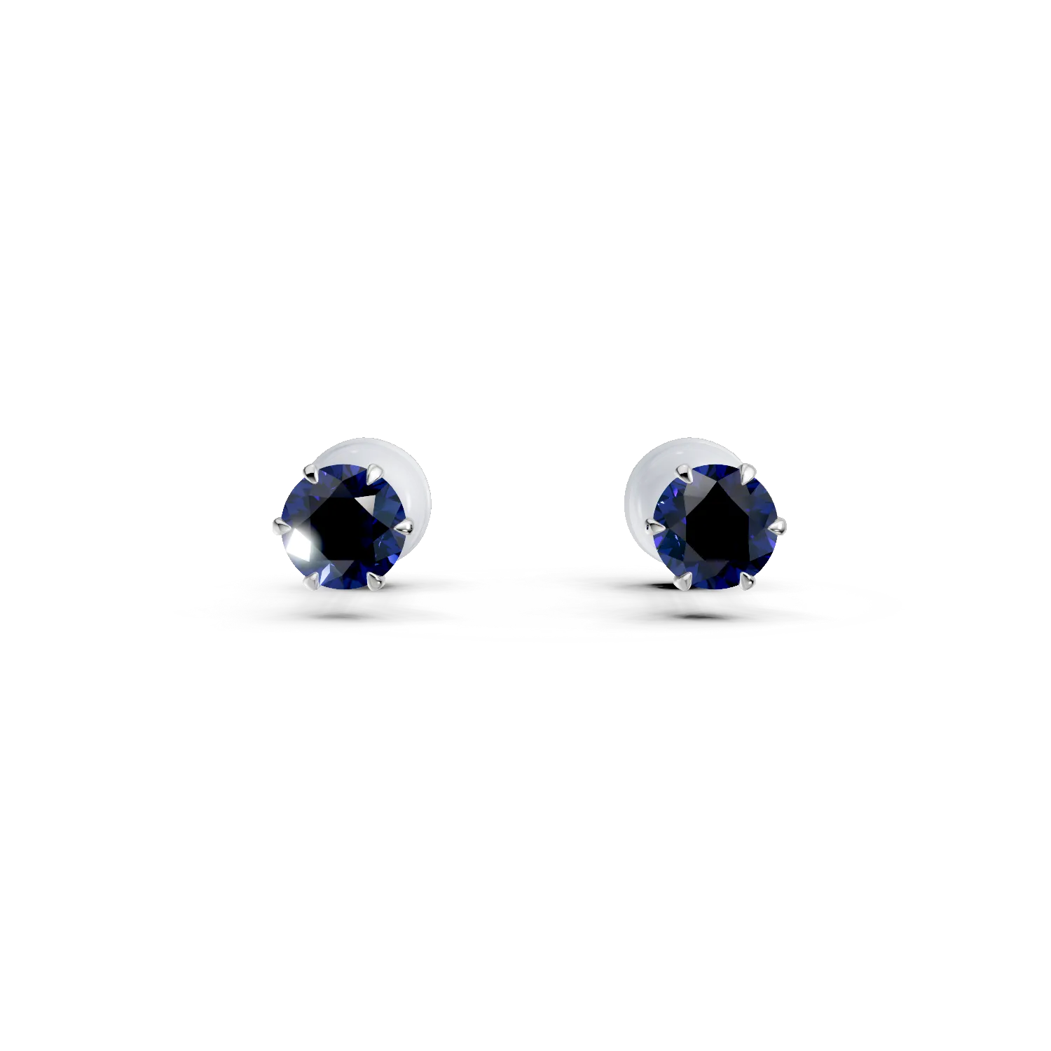 Cercei minimalisti din aur alb cu safire de 0.2ct