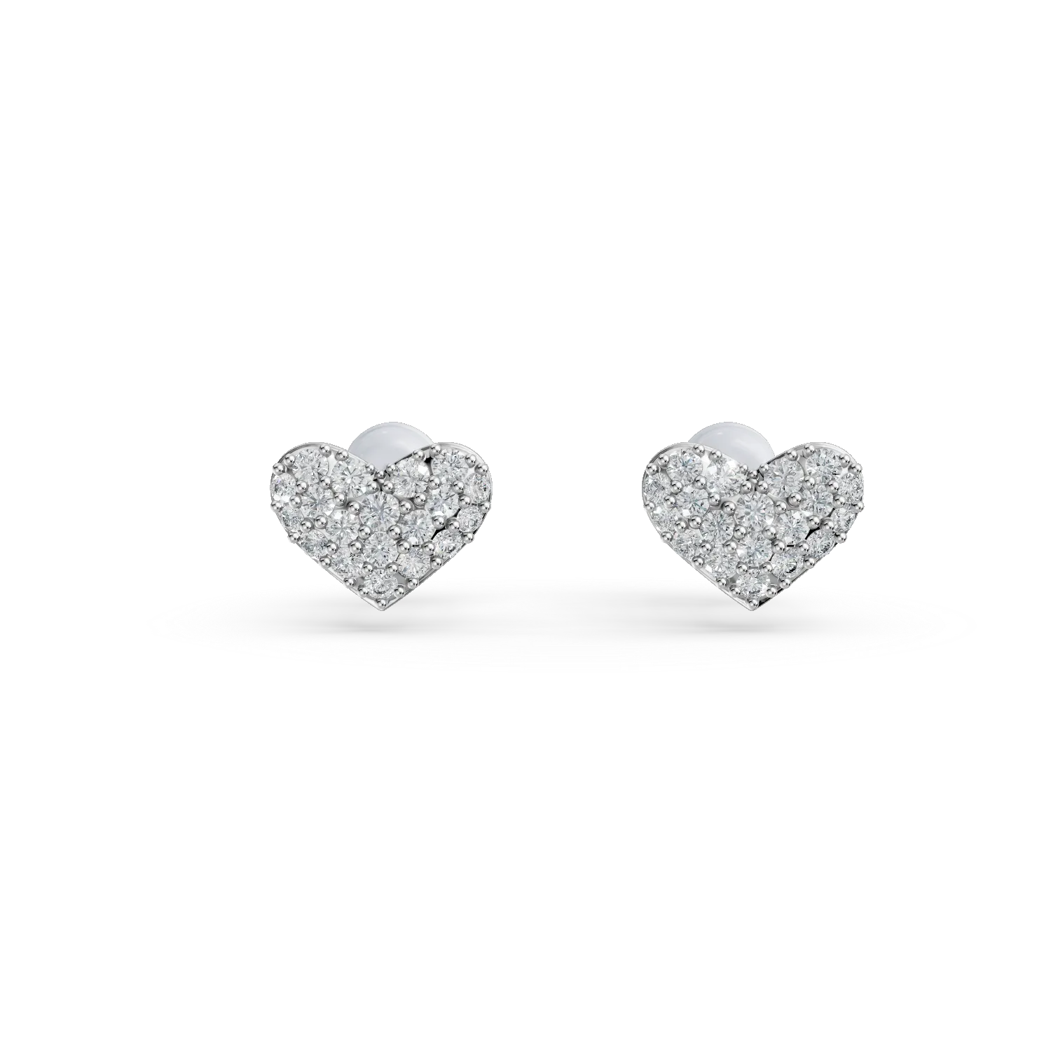 Cercei inimi din aur alb cu diamante de 0.5ct