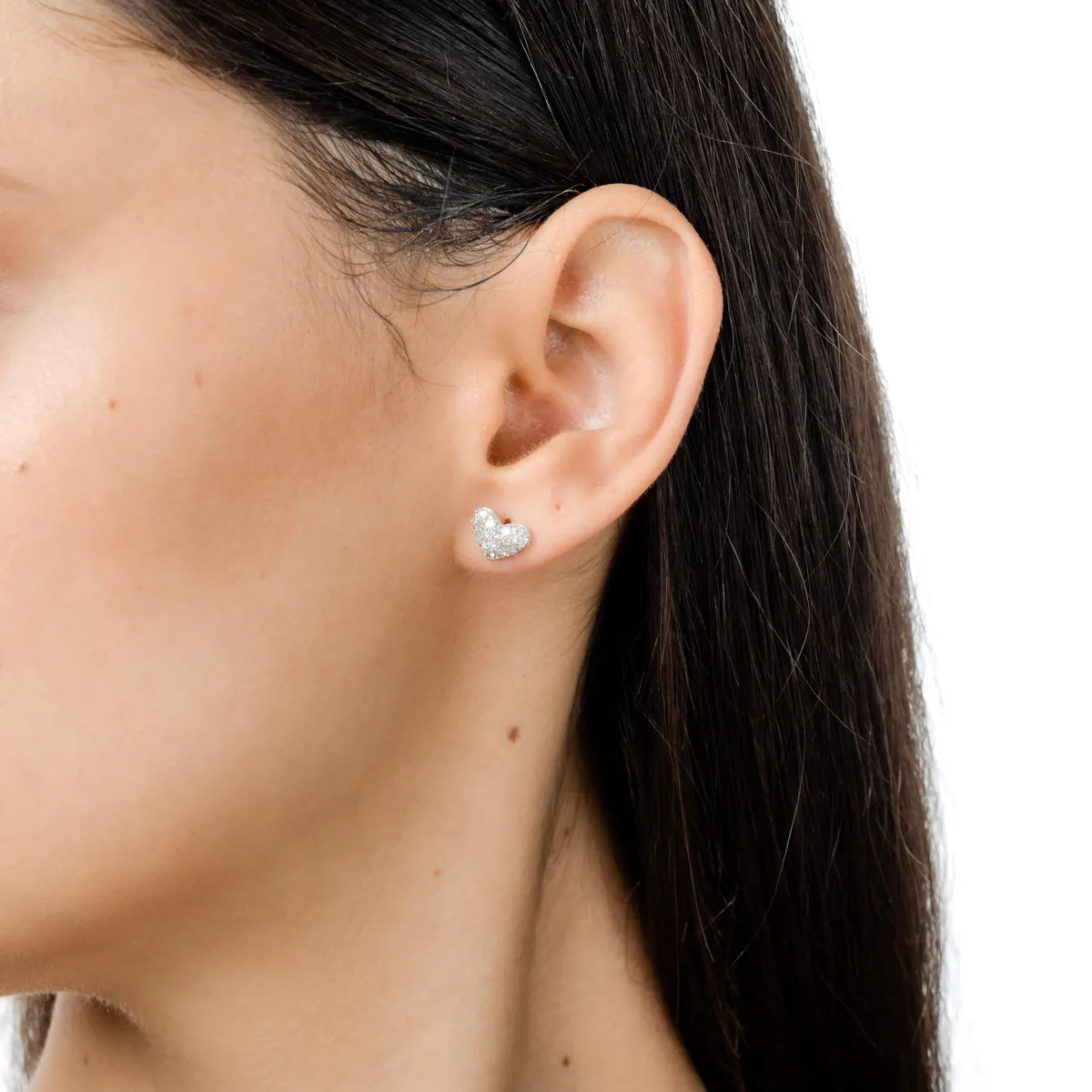 Cercei inimi din aur alb cu diamante de 0.5ct - imagine 3