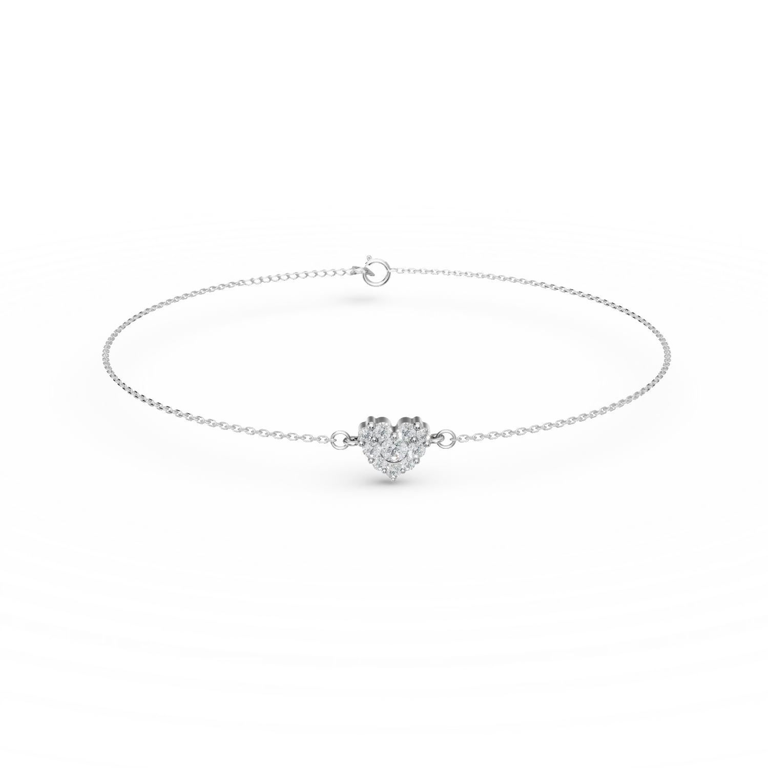 Bratara cu pandantiv inima din aur alb cu diamante de 0.2ct