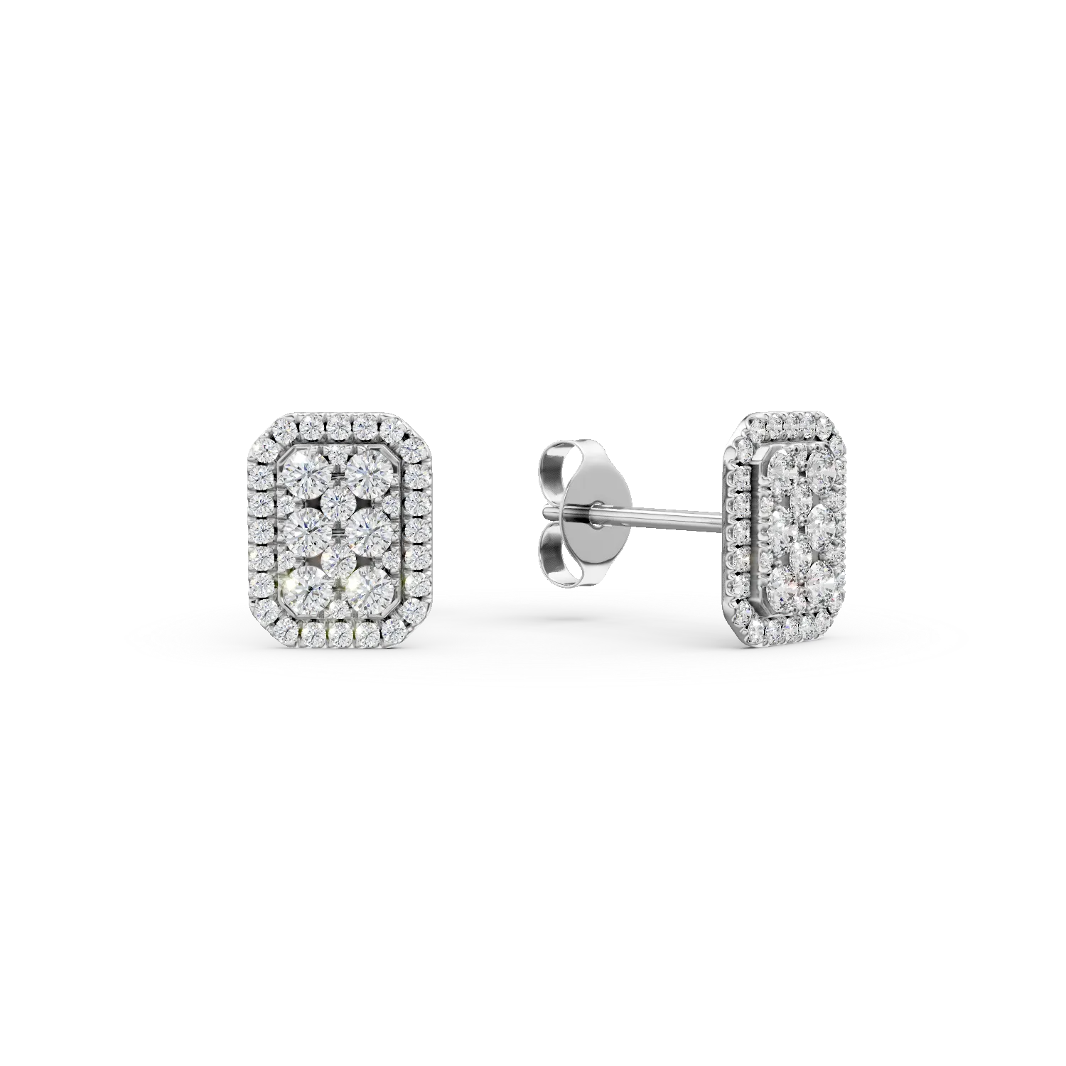 Cercei minimalisti din aur alb cu diamante de 0.7ct