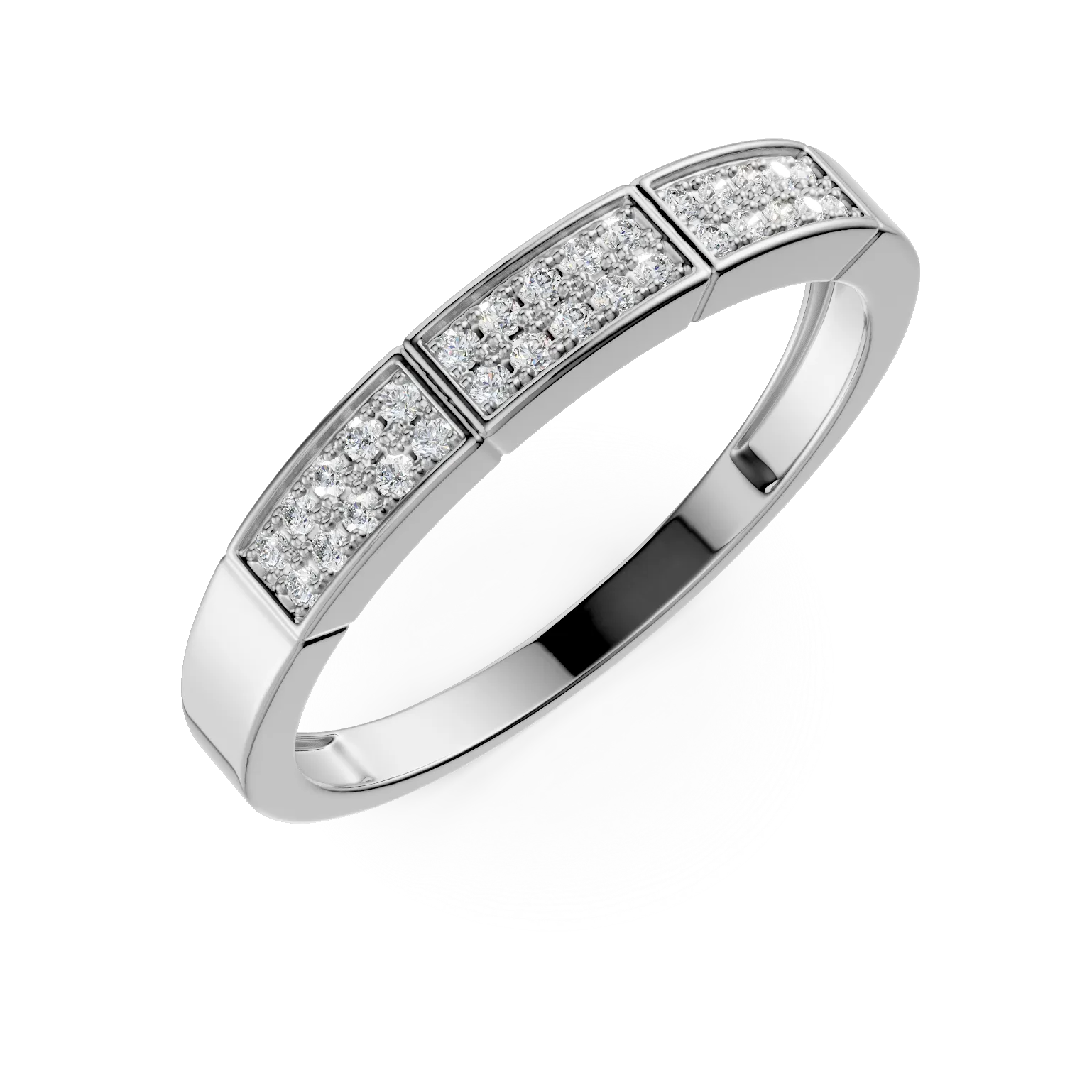 Inel microsetting din aur alb cu diamante de 0.08ct